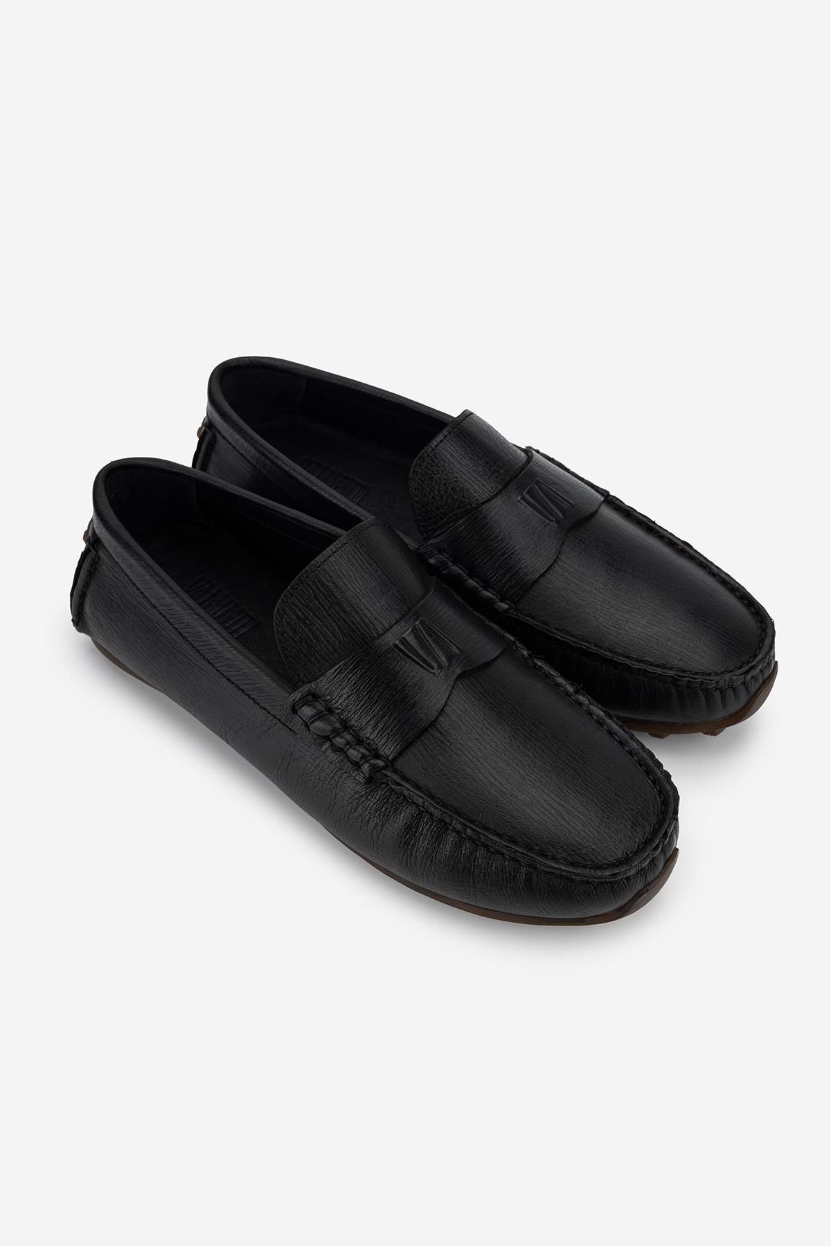 Valmenti Erkek Hakiki Deri Siyah Loafer Ayakkabı