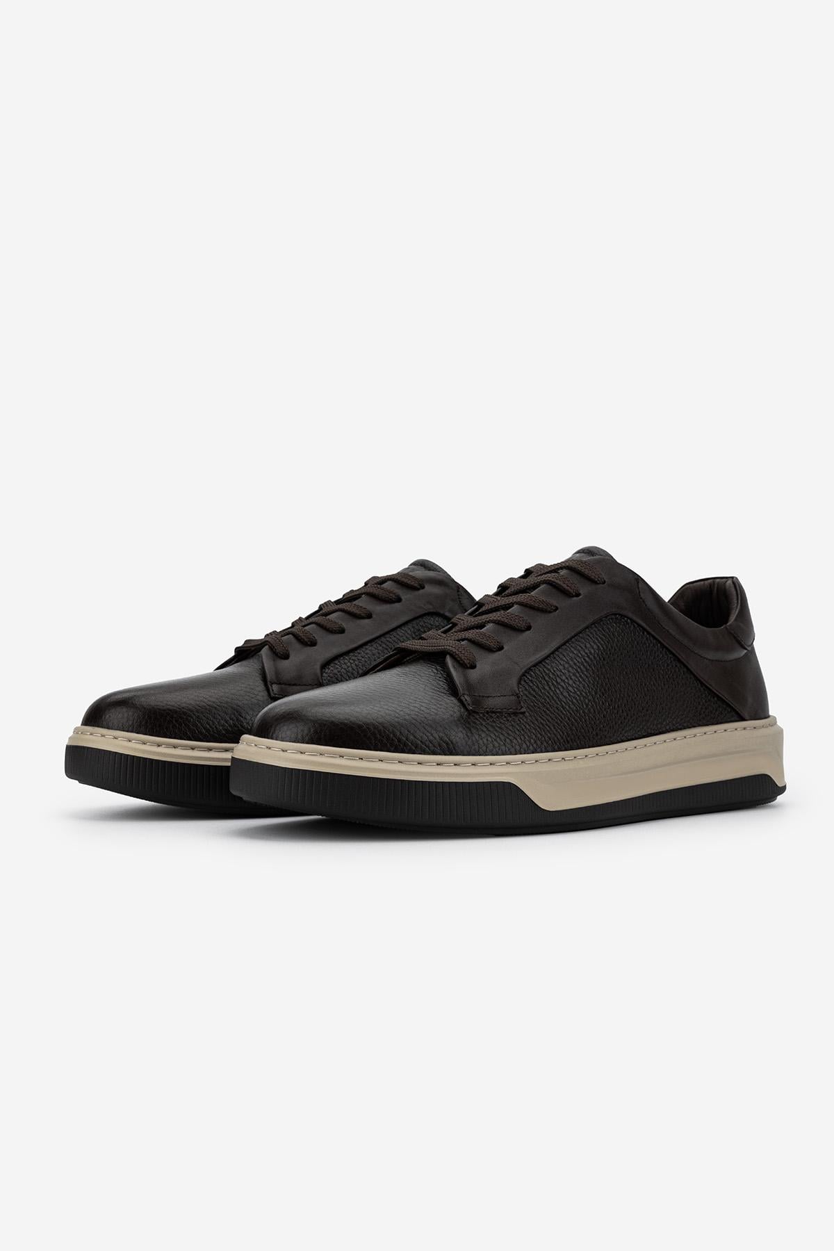 Valmenti Erkek Hakiki Deri Kahverengi Sneakers & Spor Ayakkabı