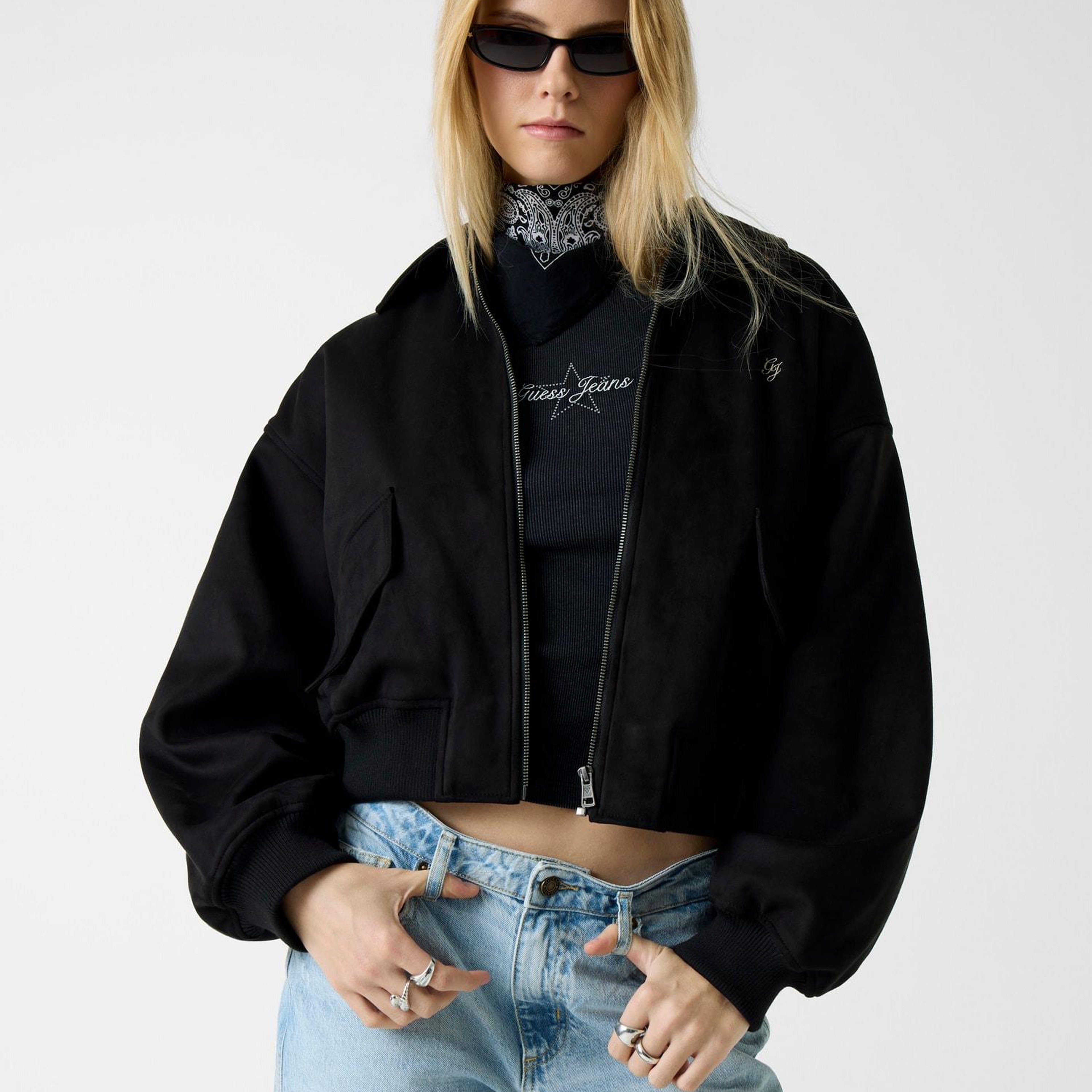 Guess Jeans Suede Kadın Bomber Ceket