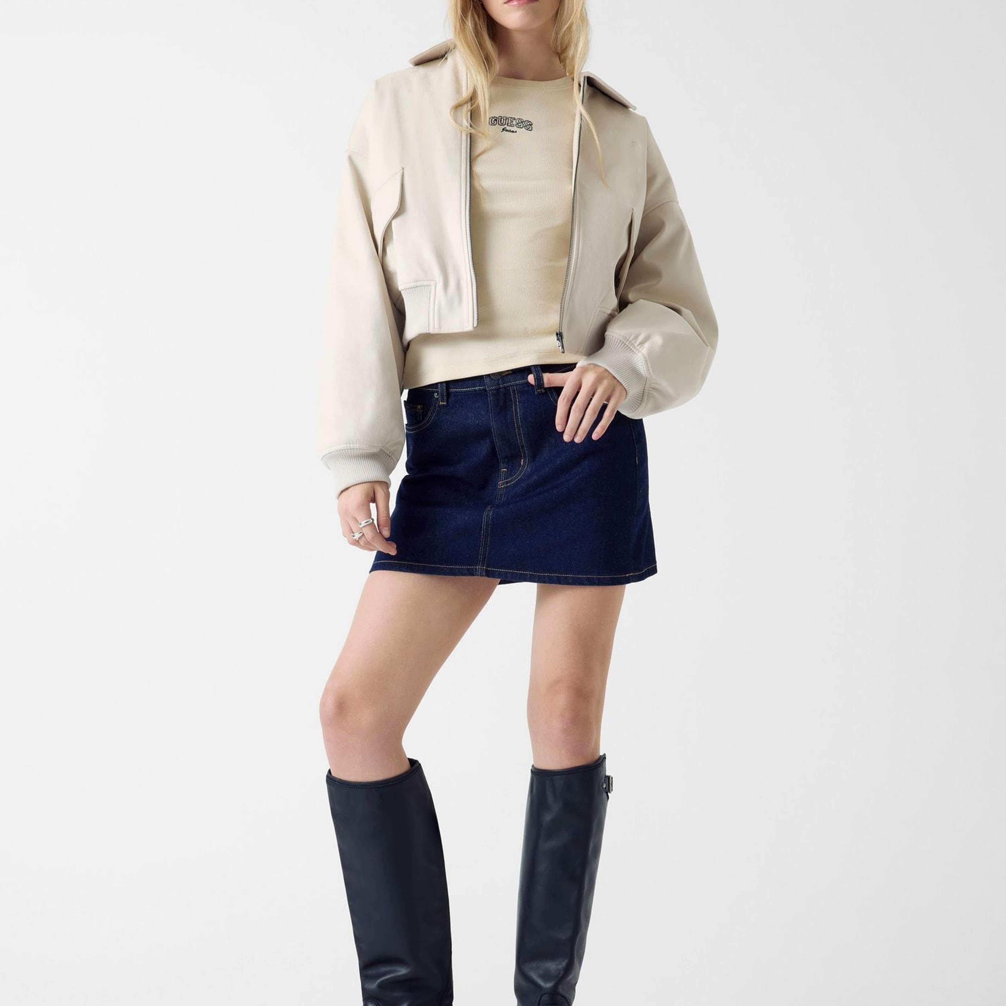 Guess Jeans Suede Kadın Bomber Ceket