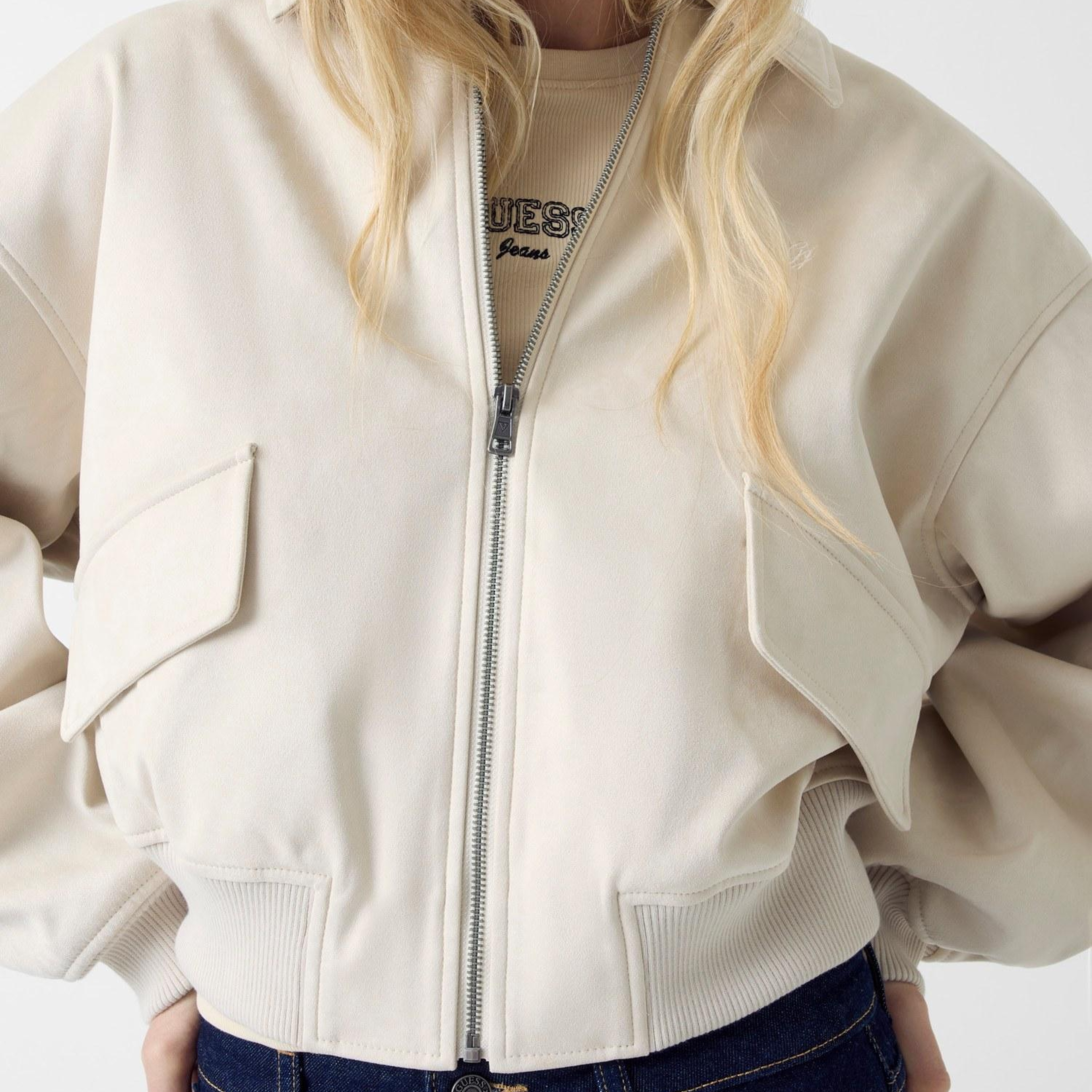 Guess Jeans Suede Kadın Bomber Ceket