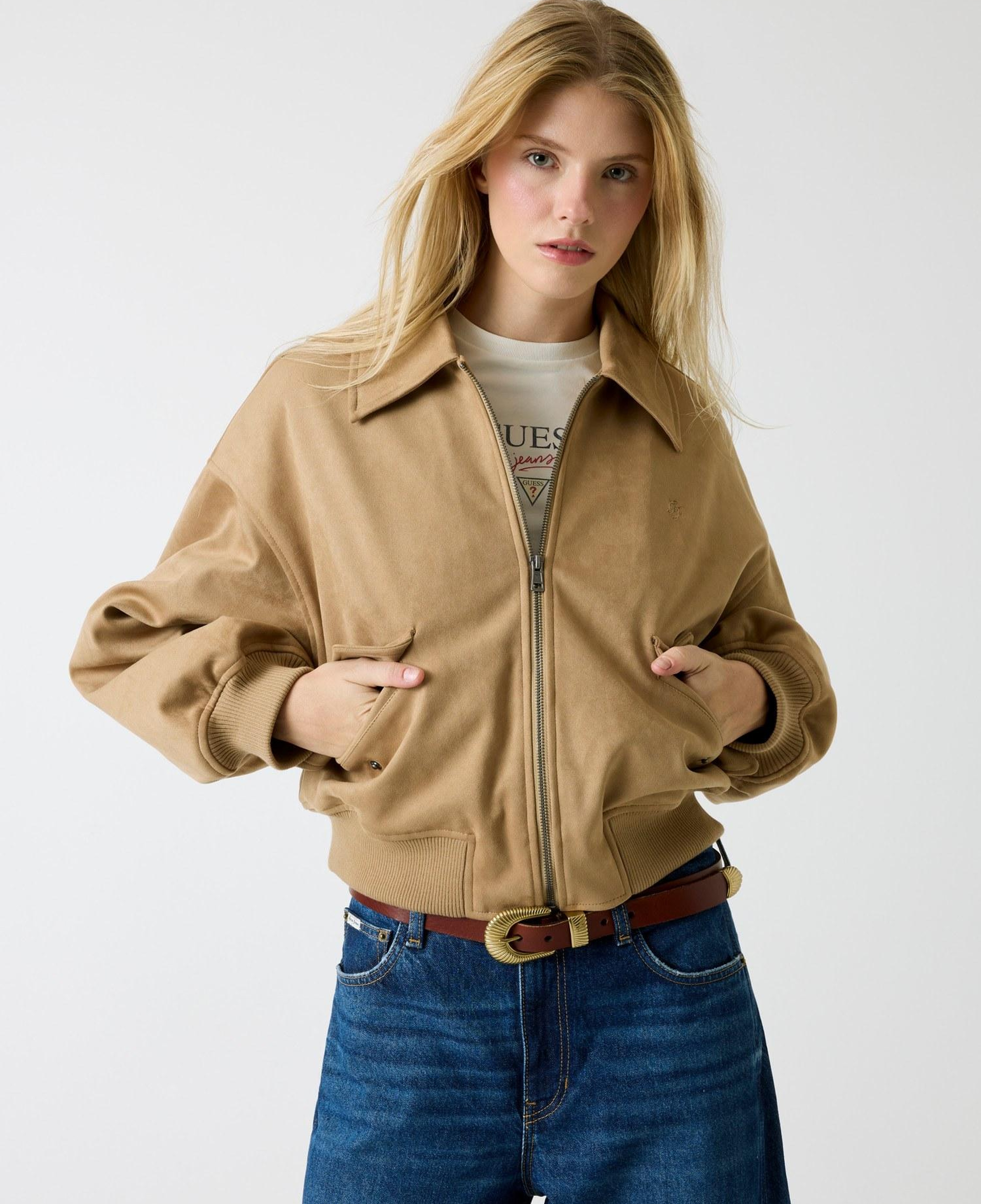 Guess Jeans Suede Kadın Bomber Ceket