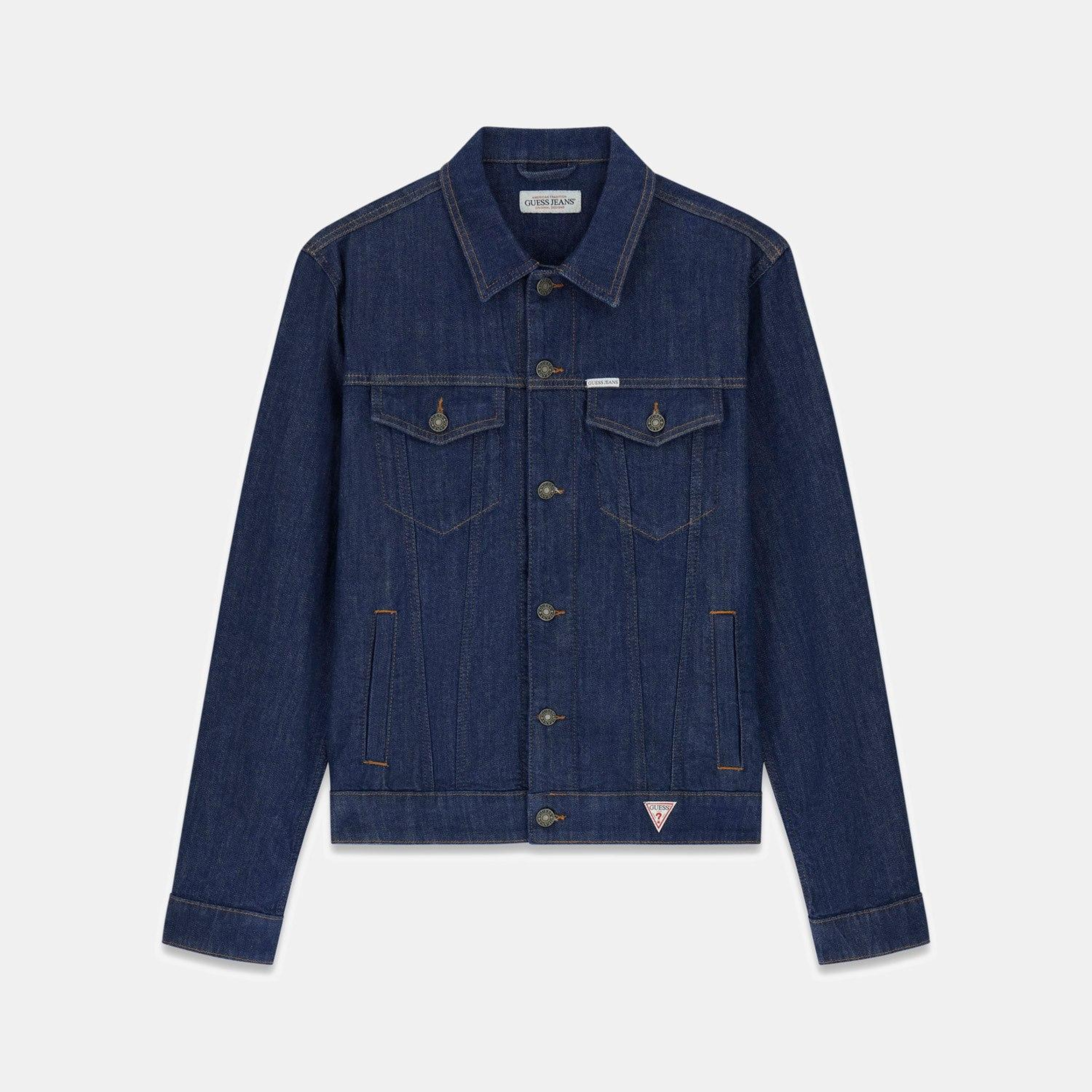 Guess Jeans Indigo Erkek Denim Ceket