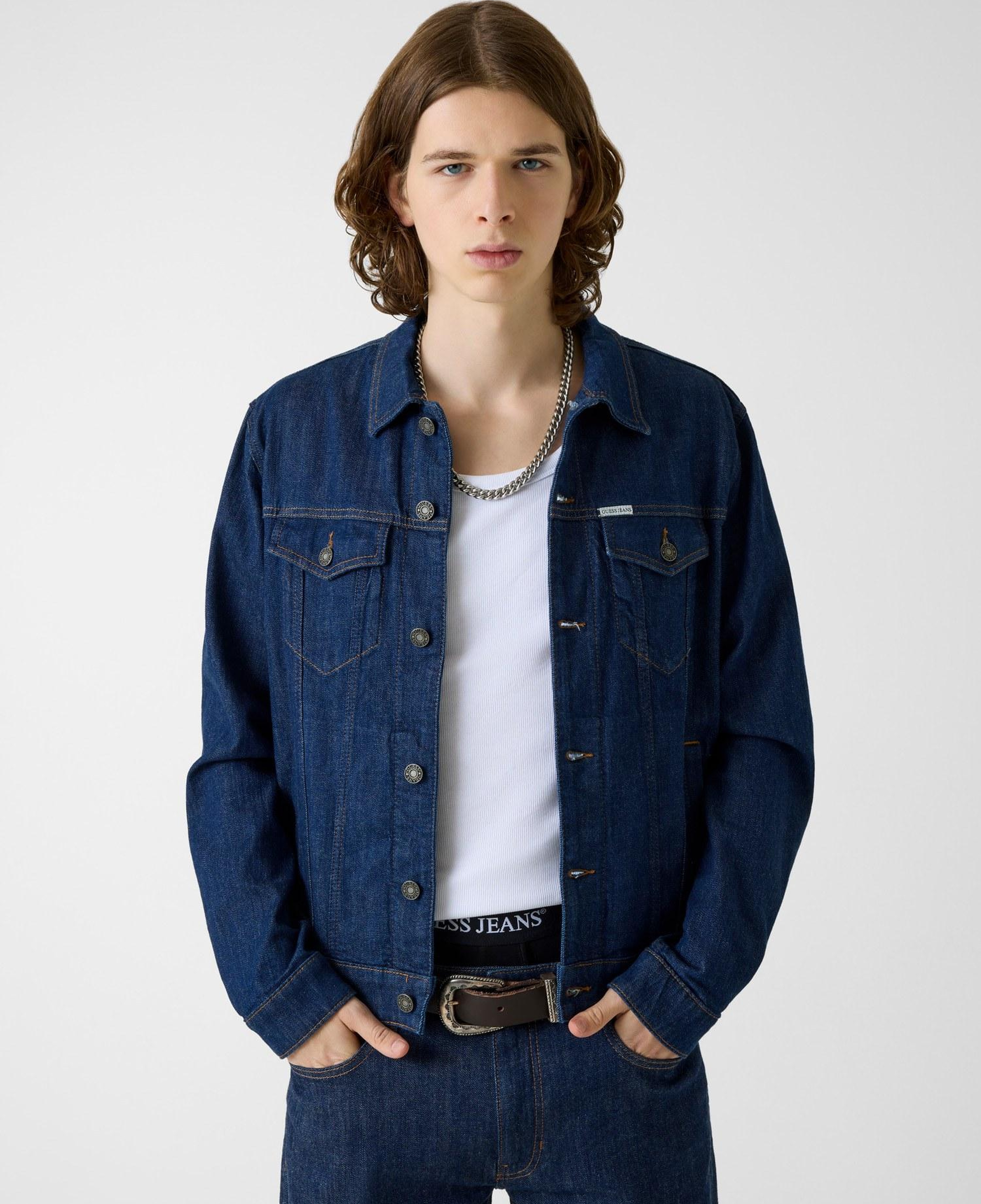 Guess Jeans Indigo Erkek Denim Ceket