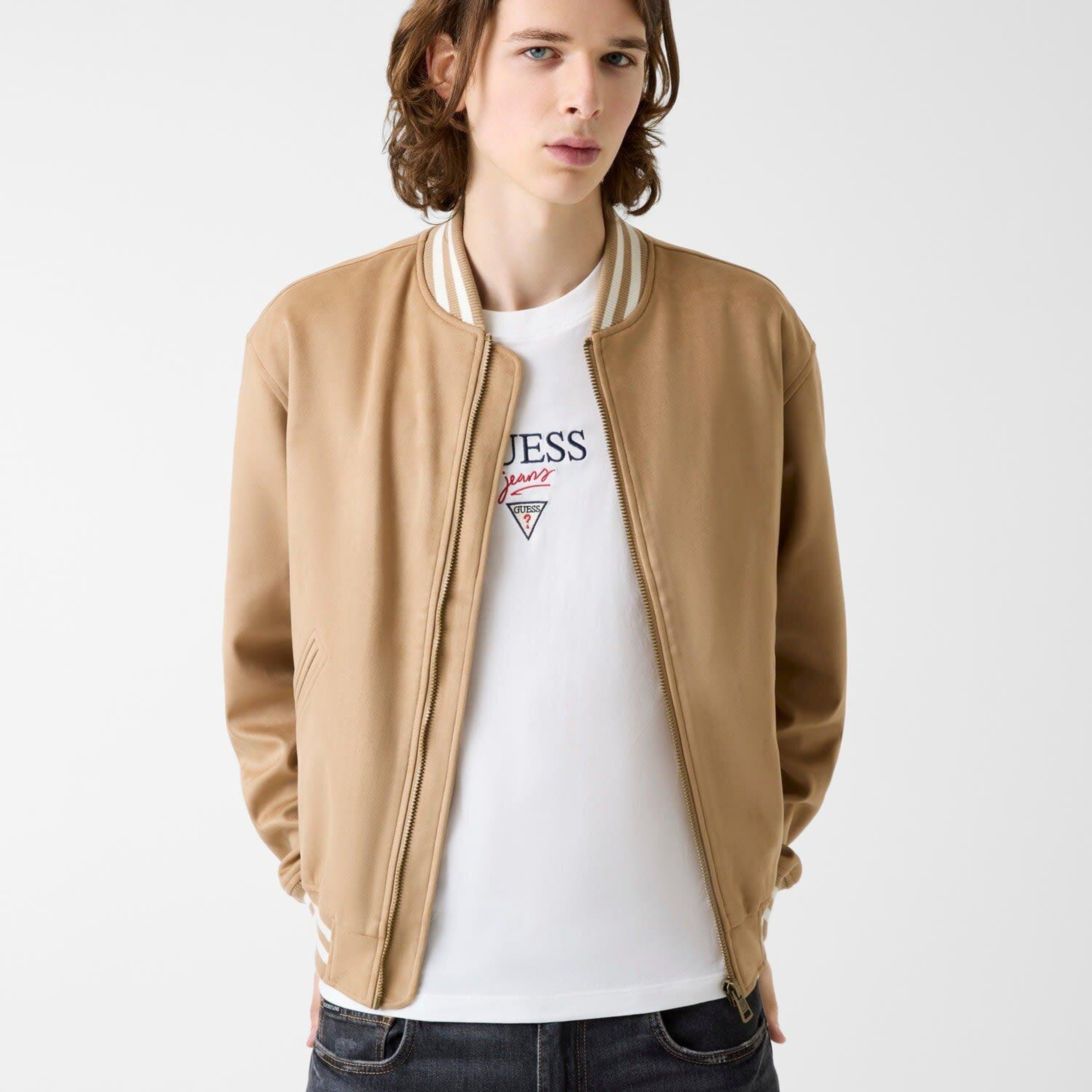 Guess Jeans Suede Erkek Bomber Ceket