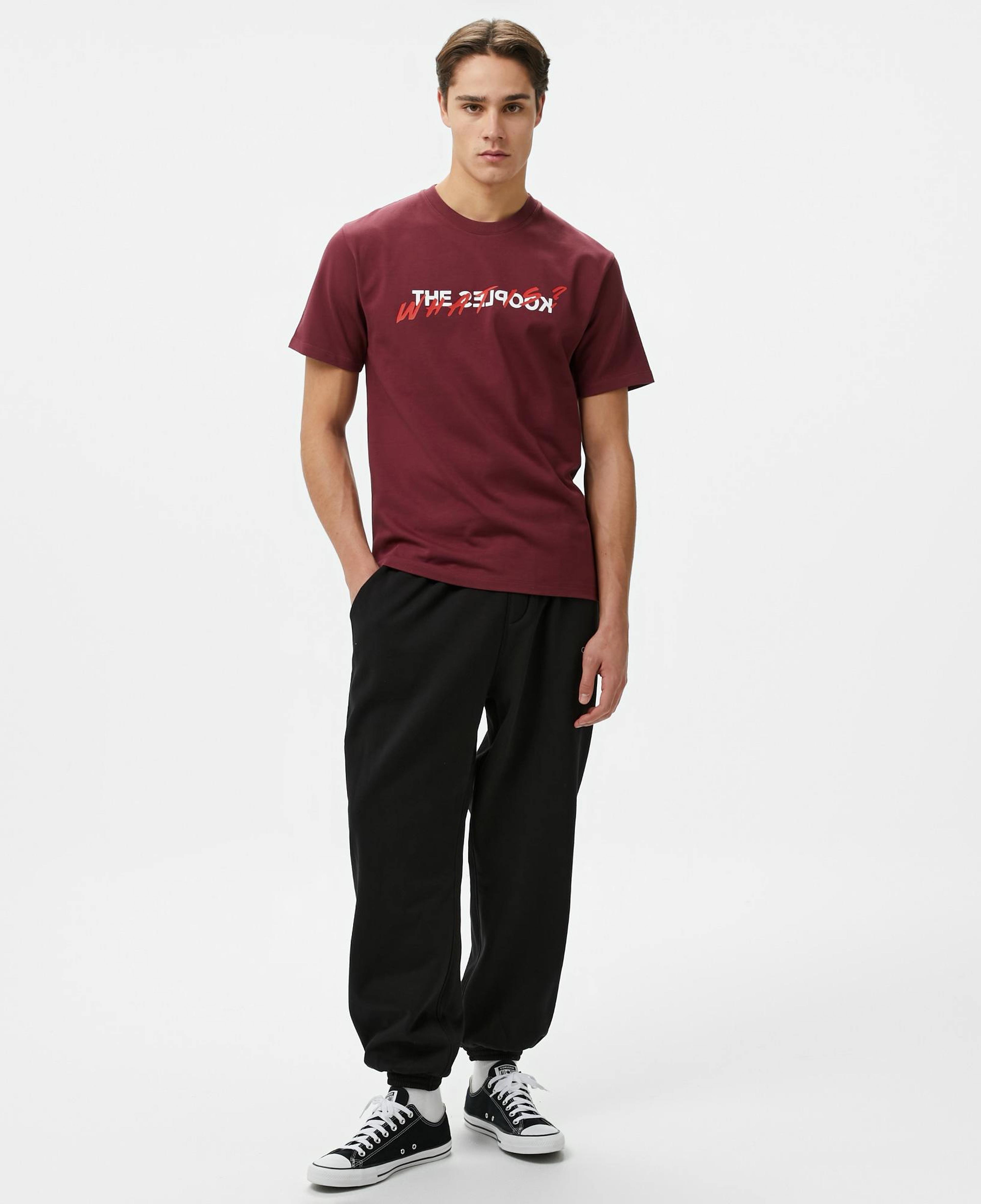 The Kooples Classic Erkek Bordo T-Shirt
