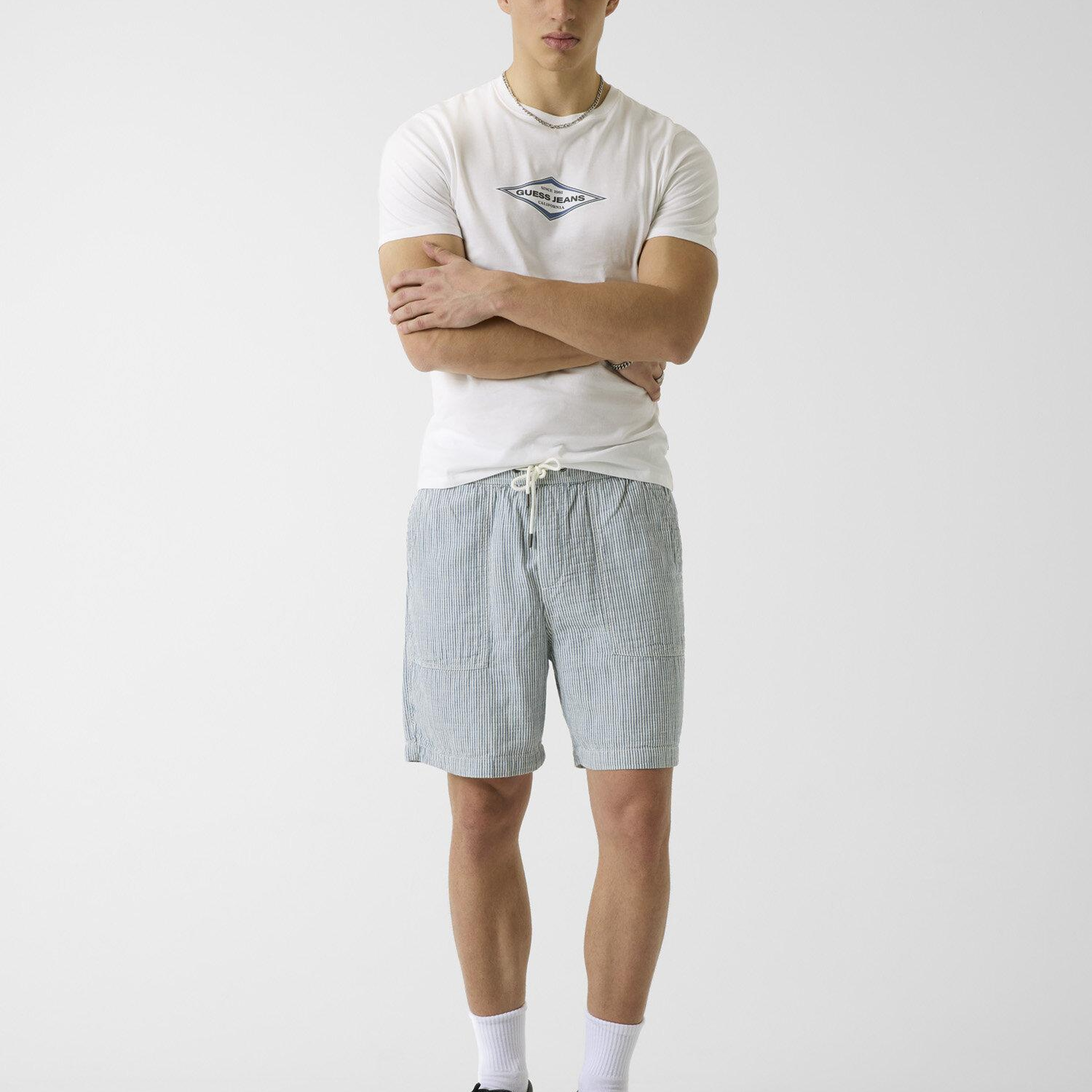 Guess Jeans Erkek Keten Karışımlı Regular Fit Şort