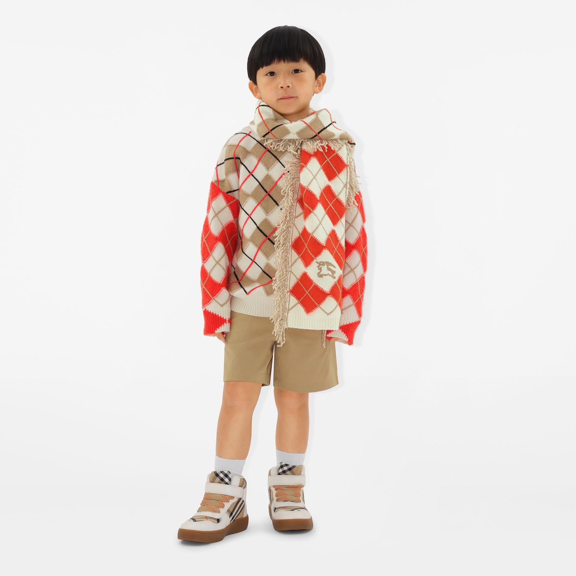 Burberry Argyle Wool Mohair Blend Çocuk Kırmızı Atkı
