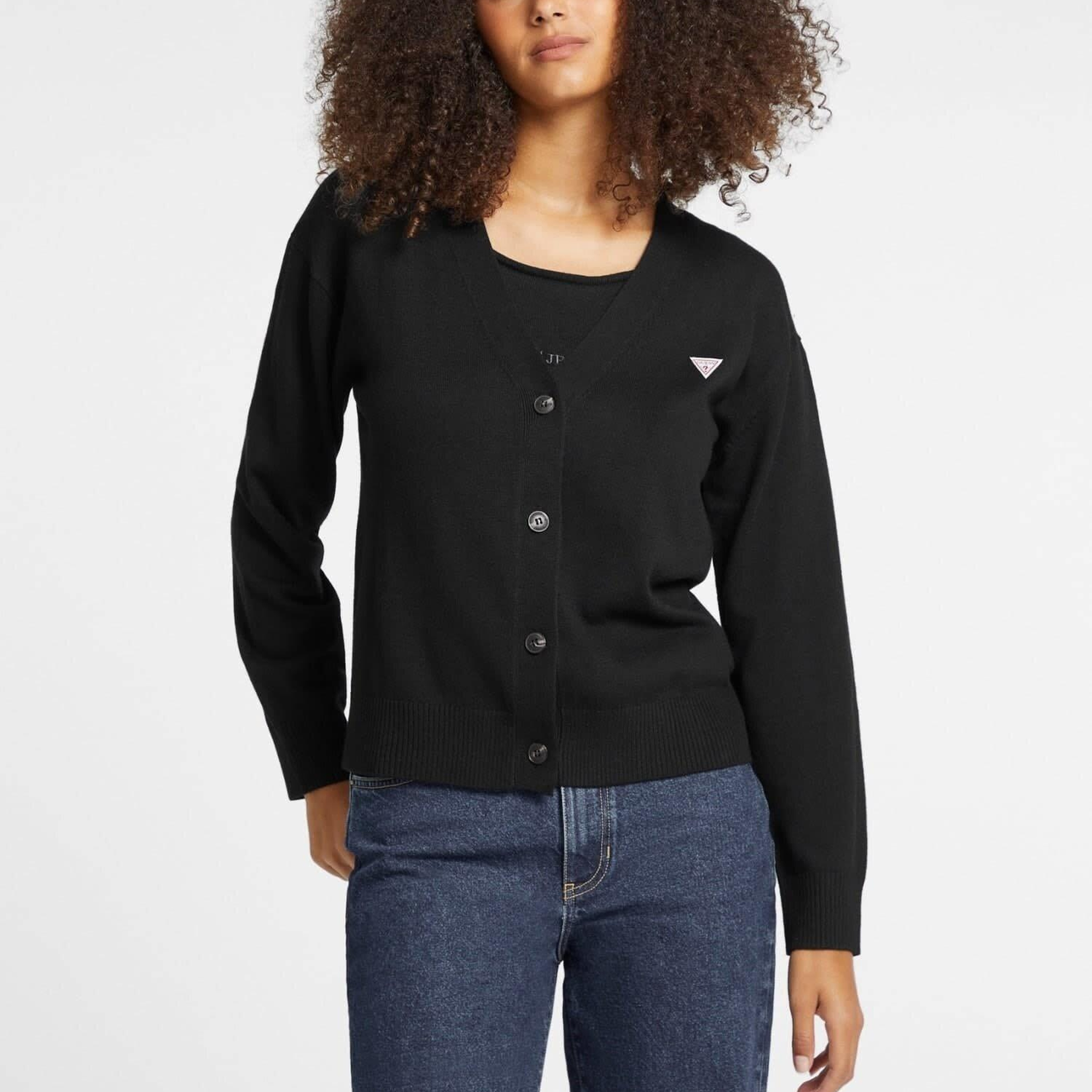 Guess Jeans Kadın Ipek Karışımlı Triko Hırka