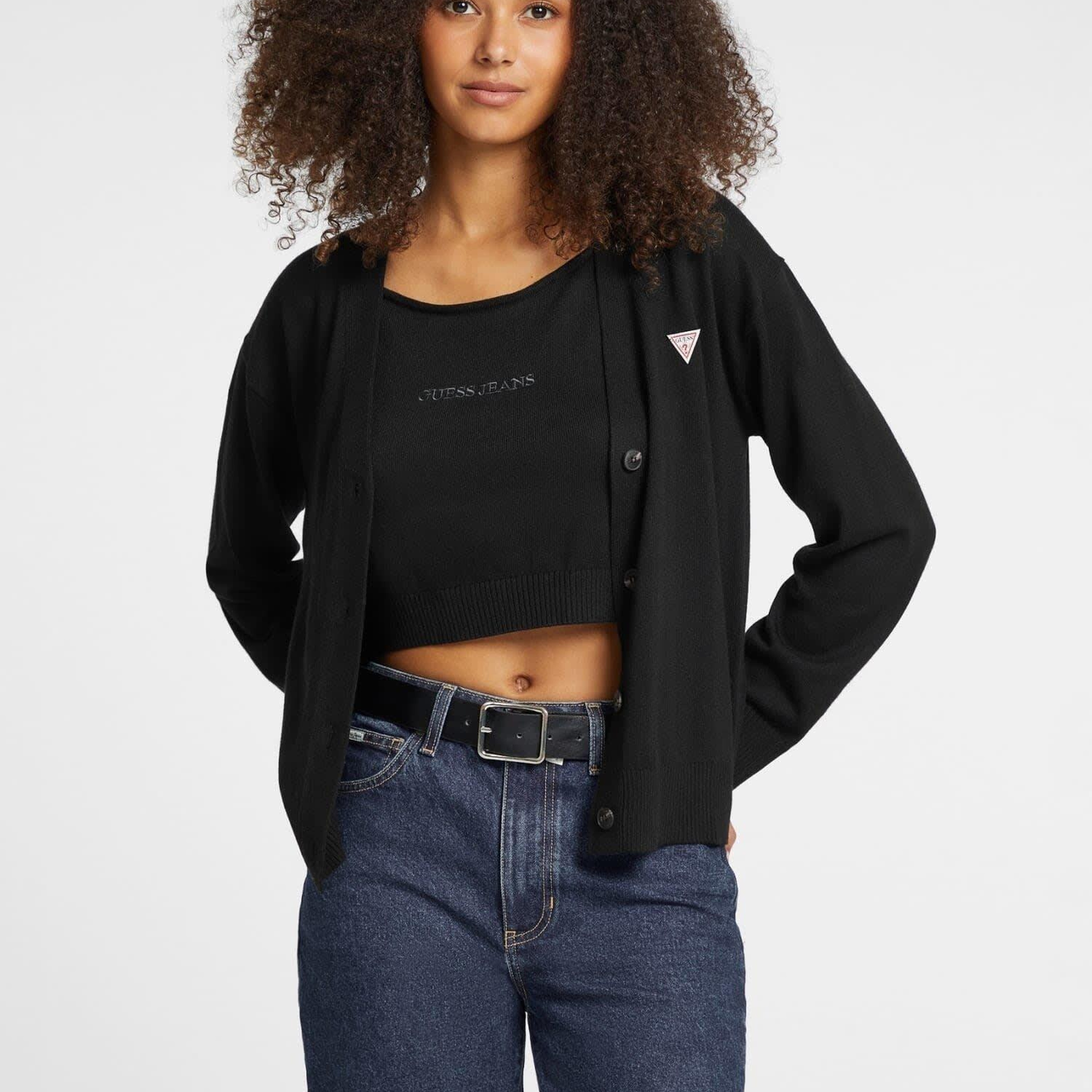Guess Jeans Kadın Ipek Karışımlı Triko Hırka