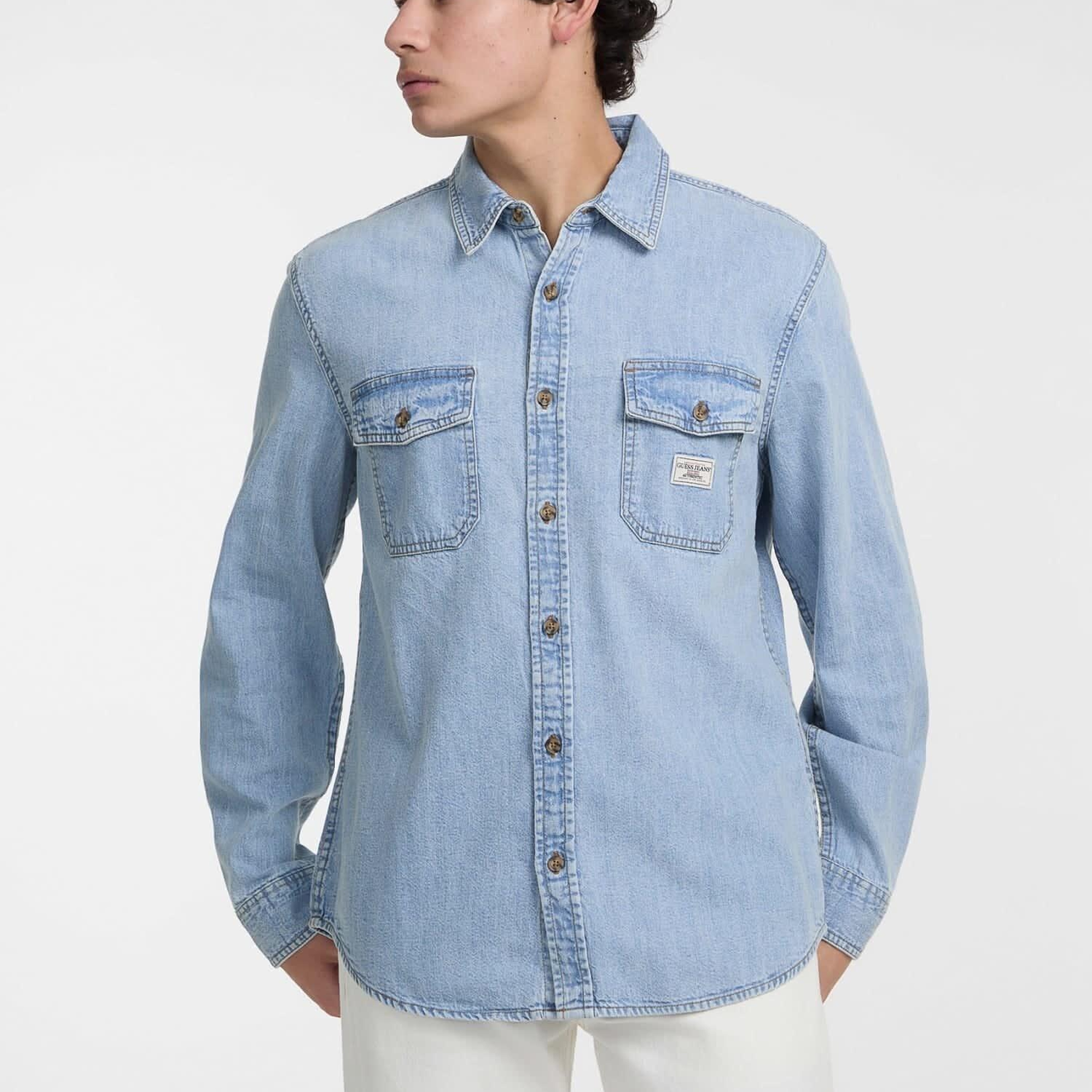 Guess Jeans Regular Erkek Regular Fit Denim Gömlek
