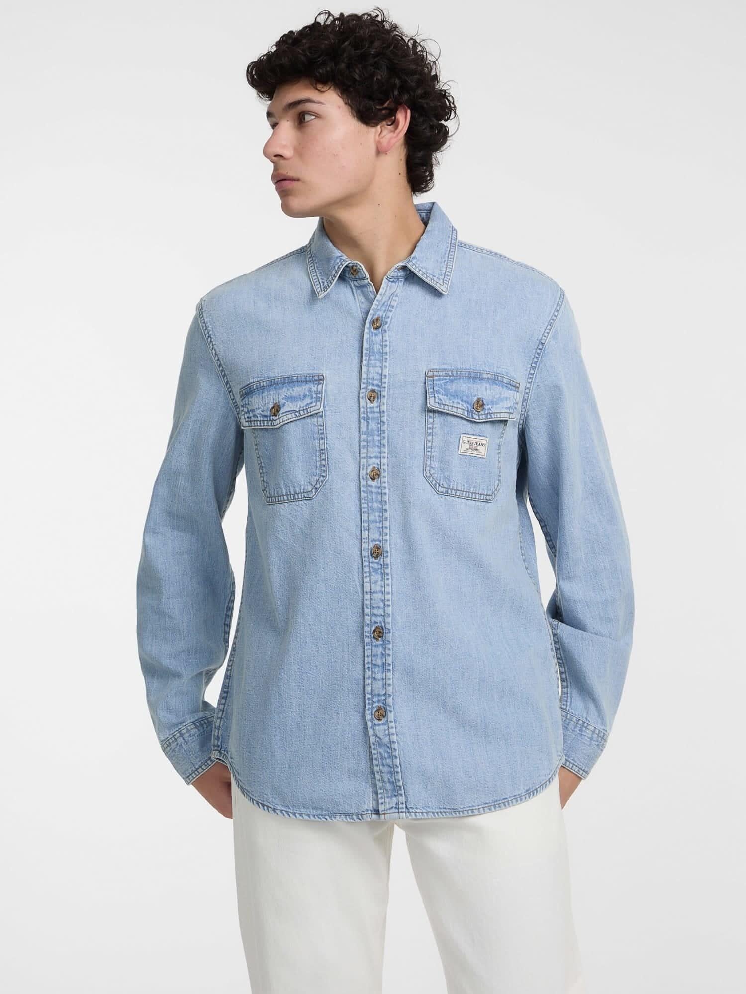 Guess Jeans Regular Erkek Regular Fit Denim Gömlek