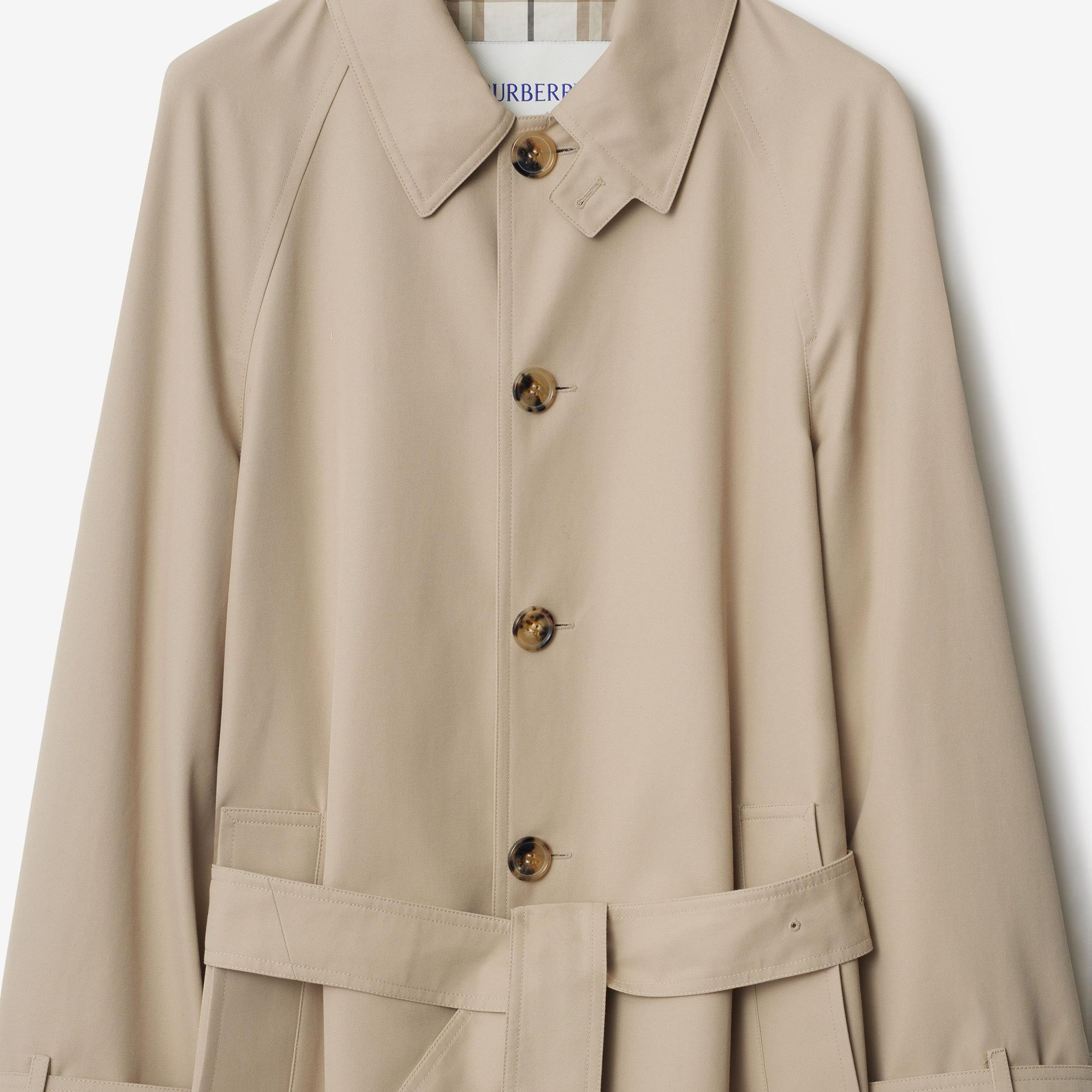 Burberry Cas Long Gabardine Erkek Krem Palto