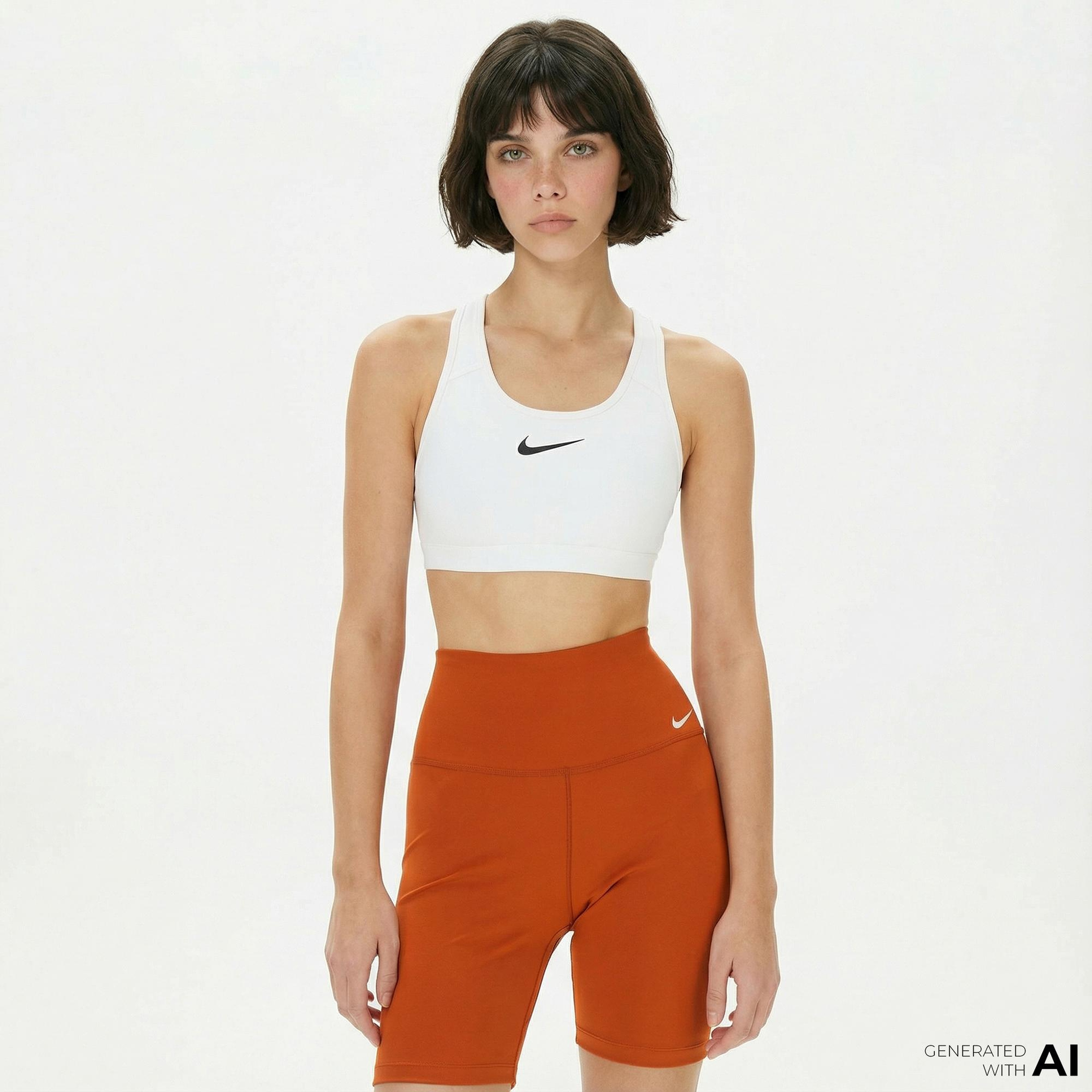 Nike Dri-Fit Swoosh High Support Kadın Beyaz Bra
