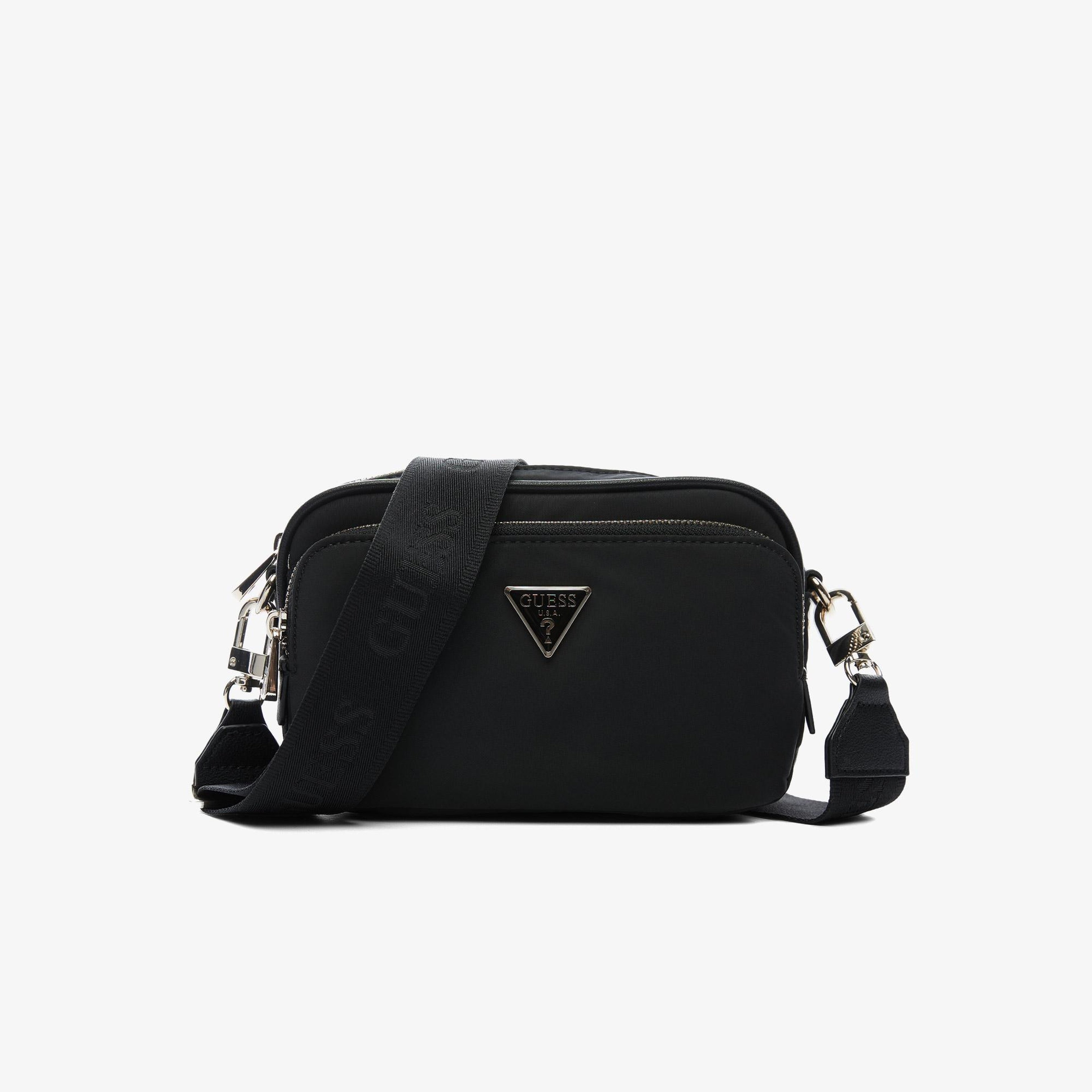 Guess Eco Gemma Tote Crossbody Camera Kadın Siyah Çapraz Çanta