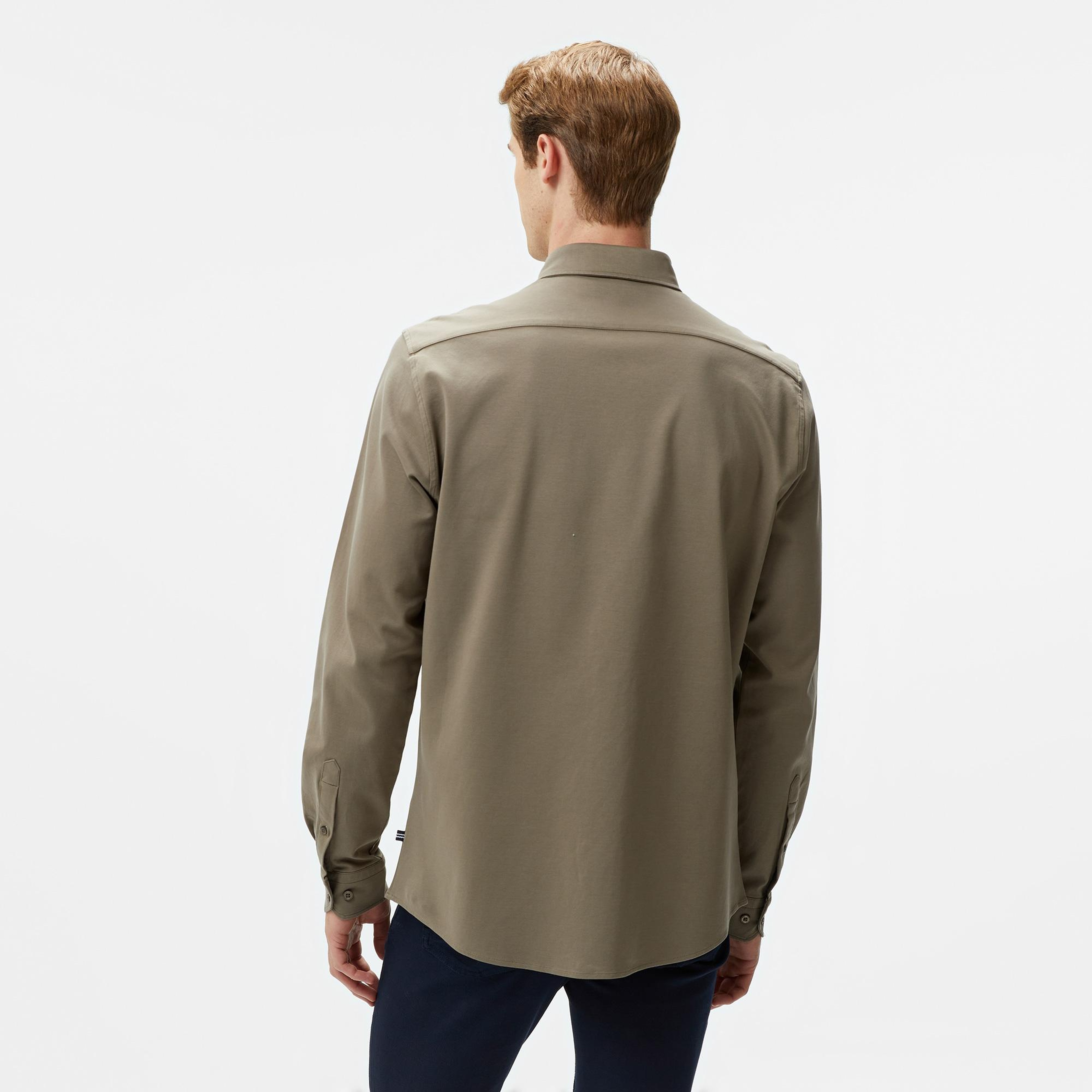 Nautica Erkek Haki Slim Fit Uzun Kollu Gömlek