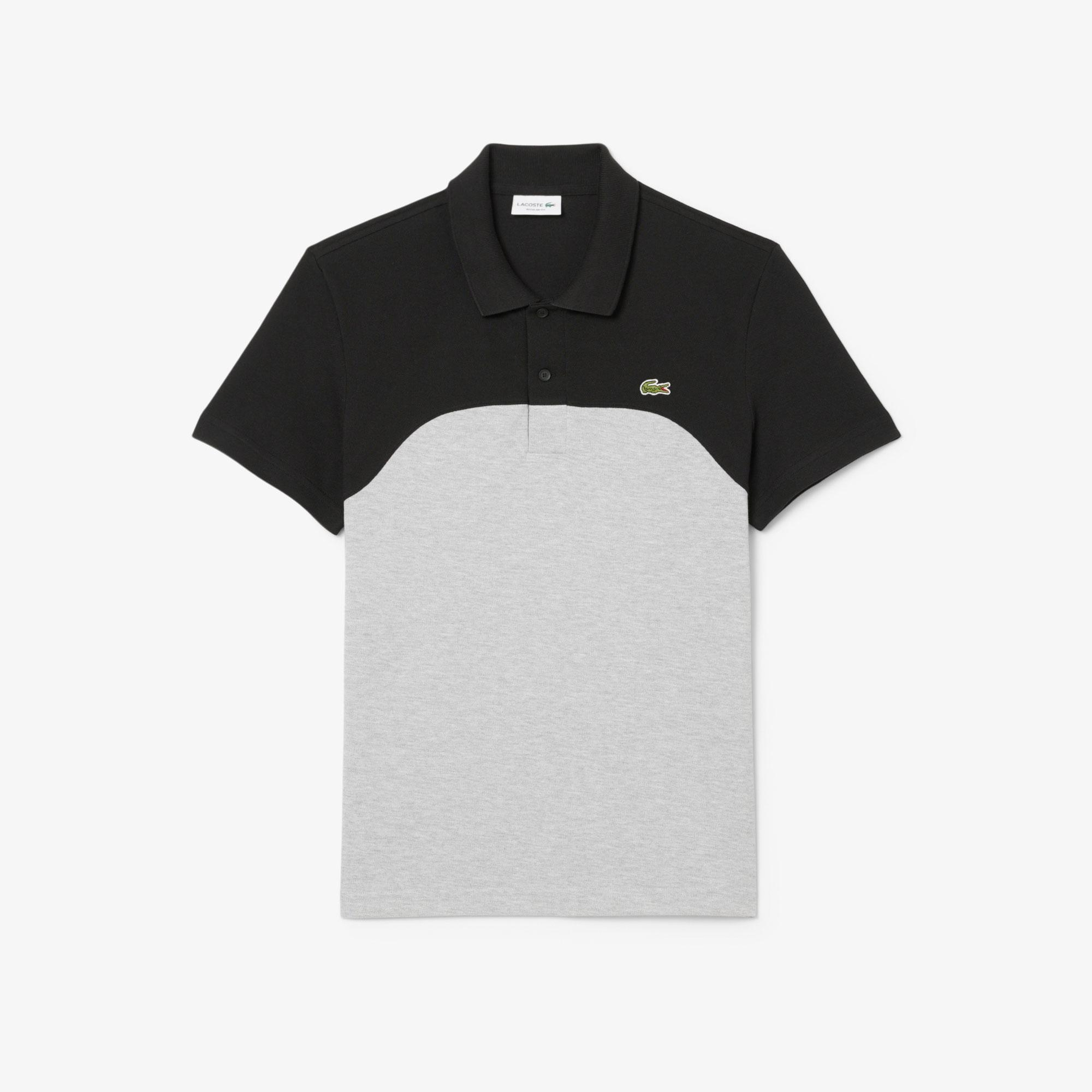 Erkek Regular Fit Renk Bloklu Gri Polo