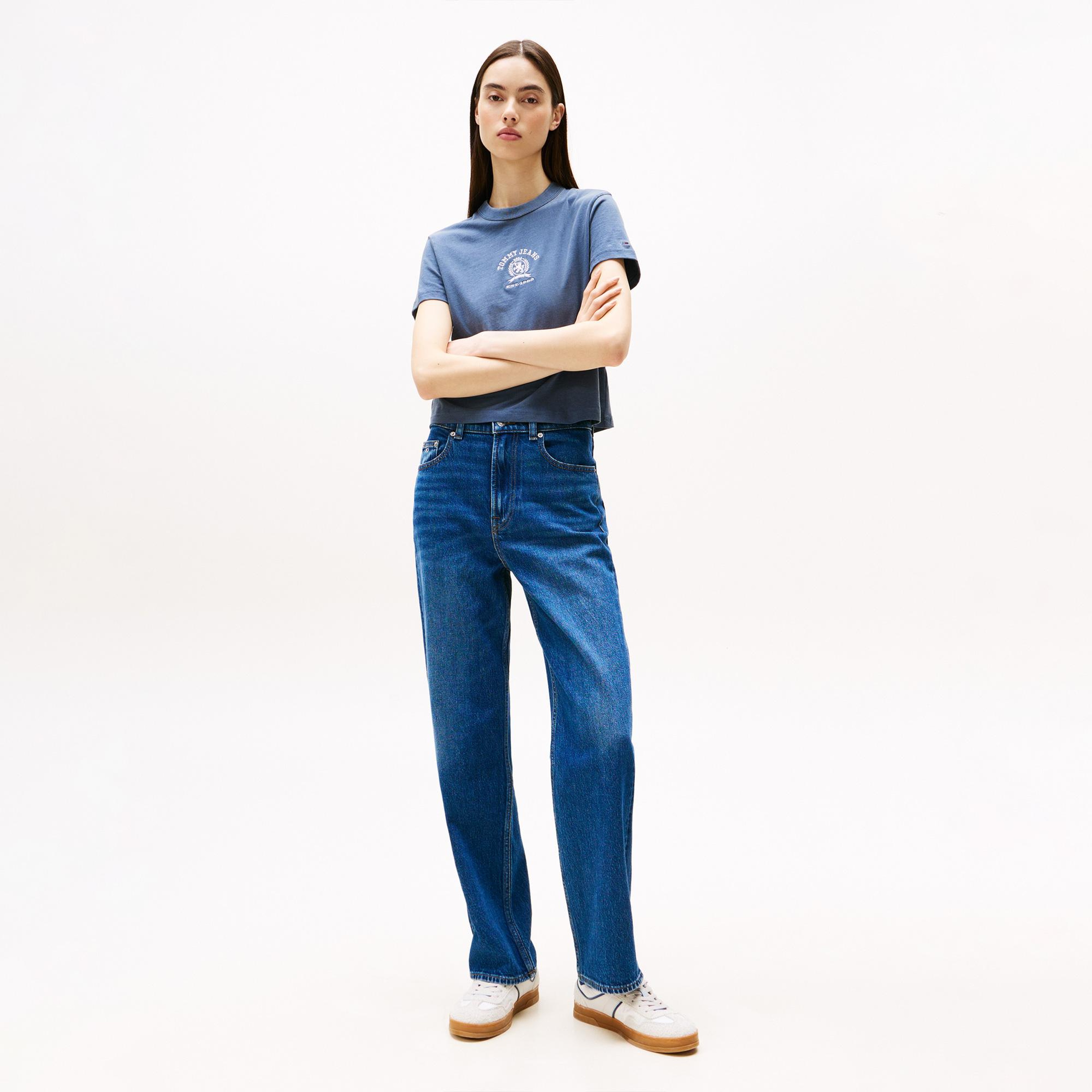 Tommy Jeans Regular Varsity Crew Kadın Mavi T-Shirt