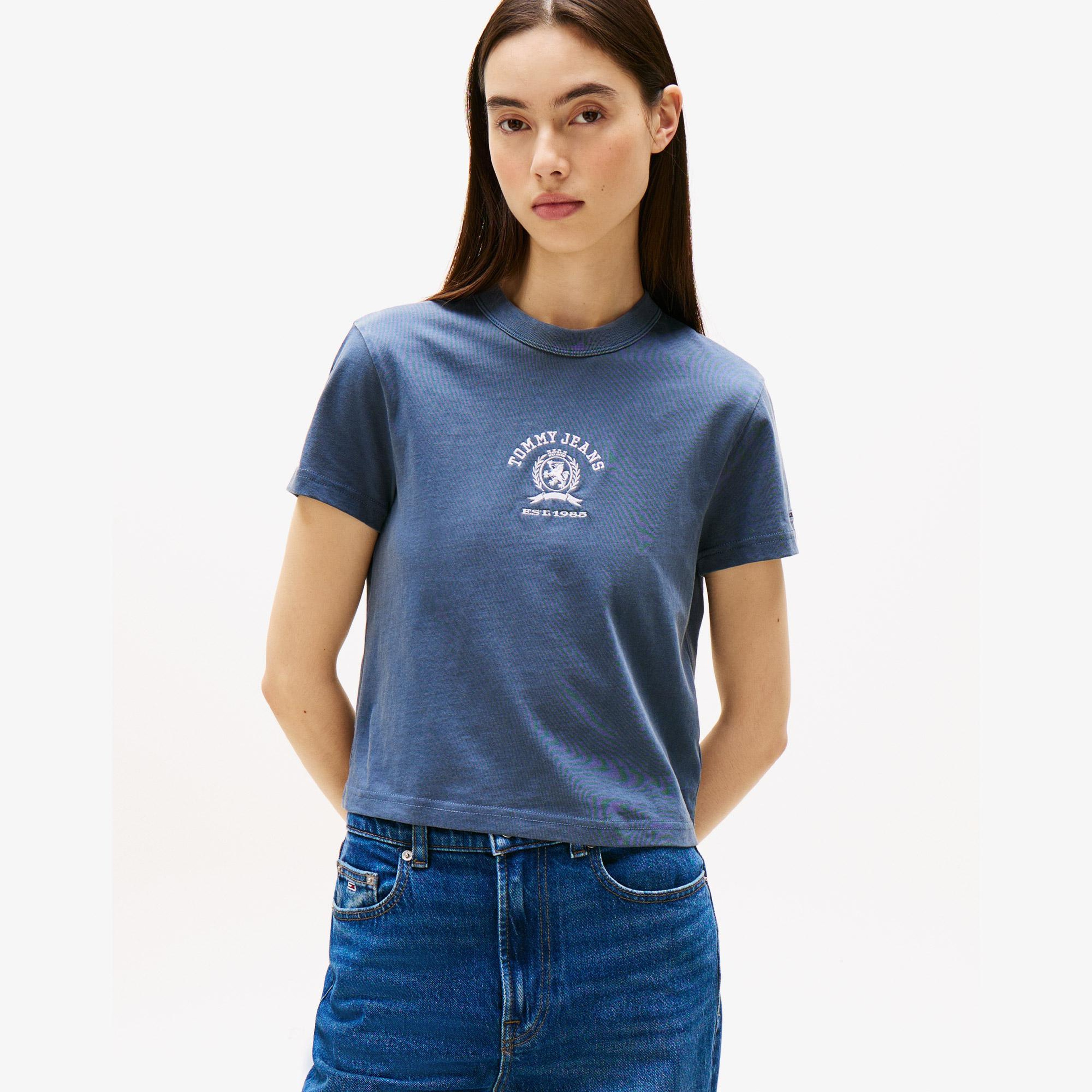 Tommy Jeans Regular Varsity Crew Kadın Mavi T-Shirt