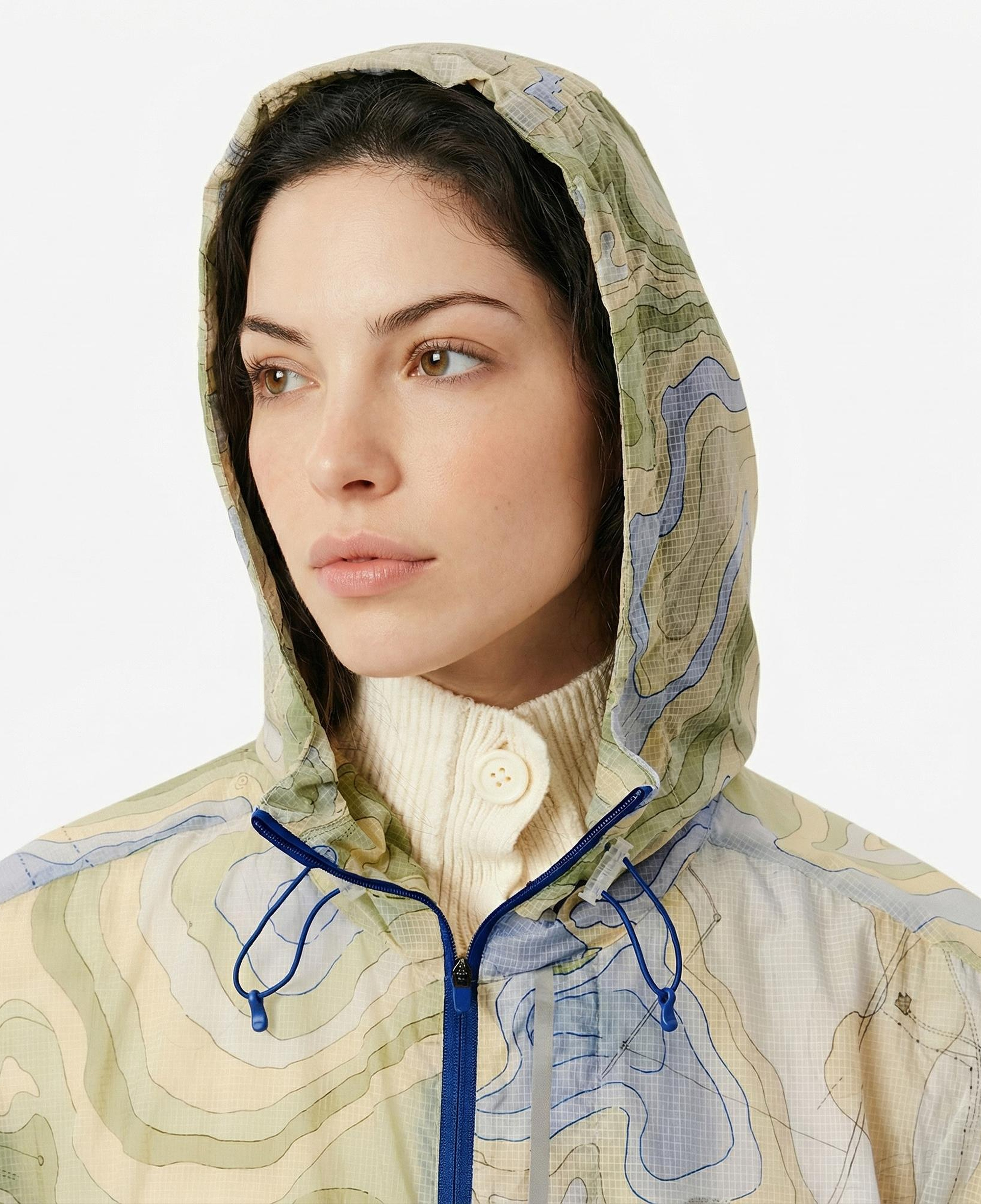 Kadın Oversize Fit Kapüşonlu Renkli Mont