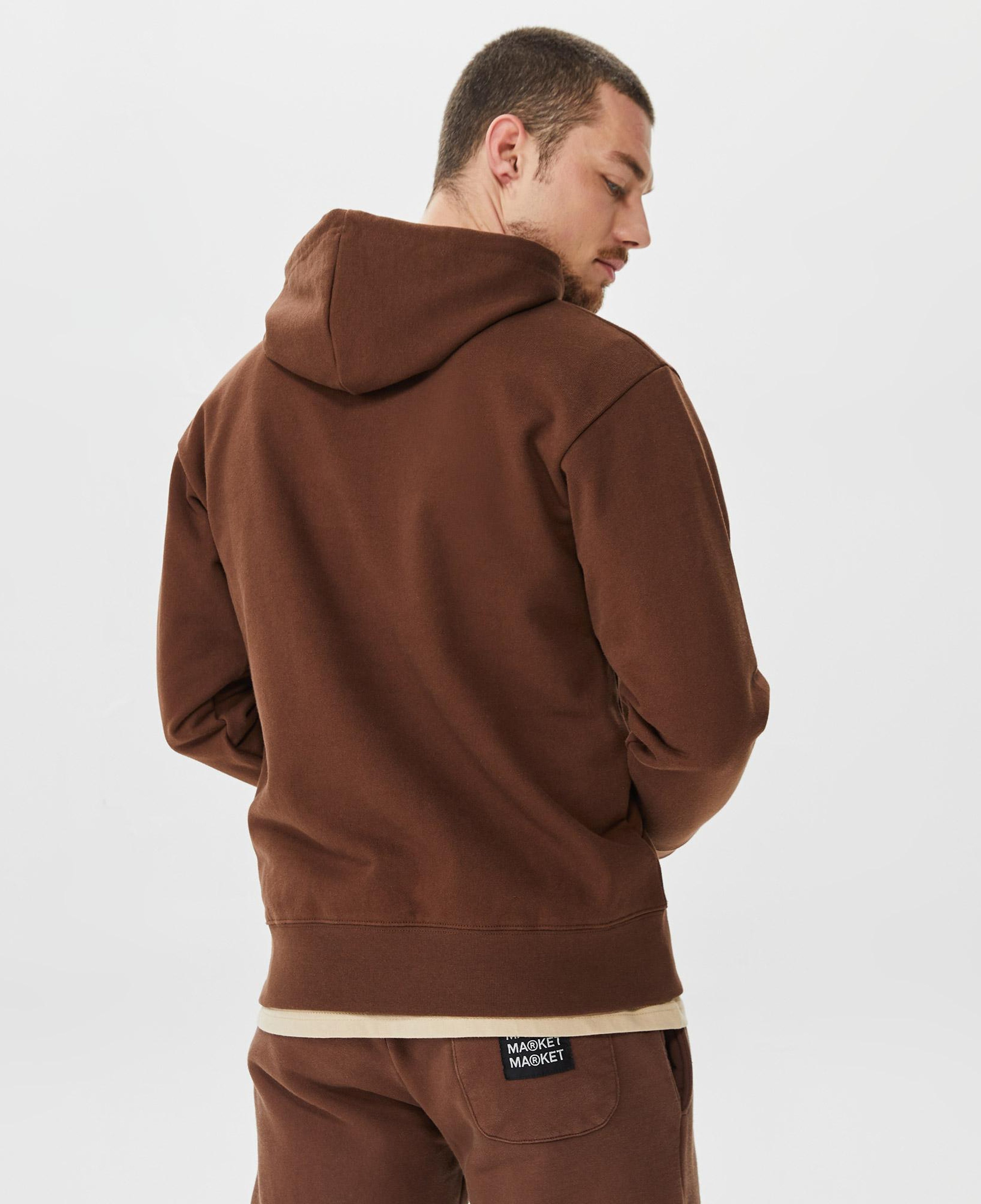 Market Chess Club Applique Fleece Erkek Kahverengi Hoodie