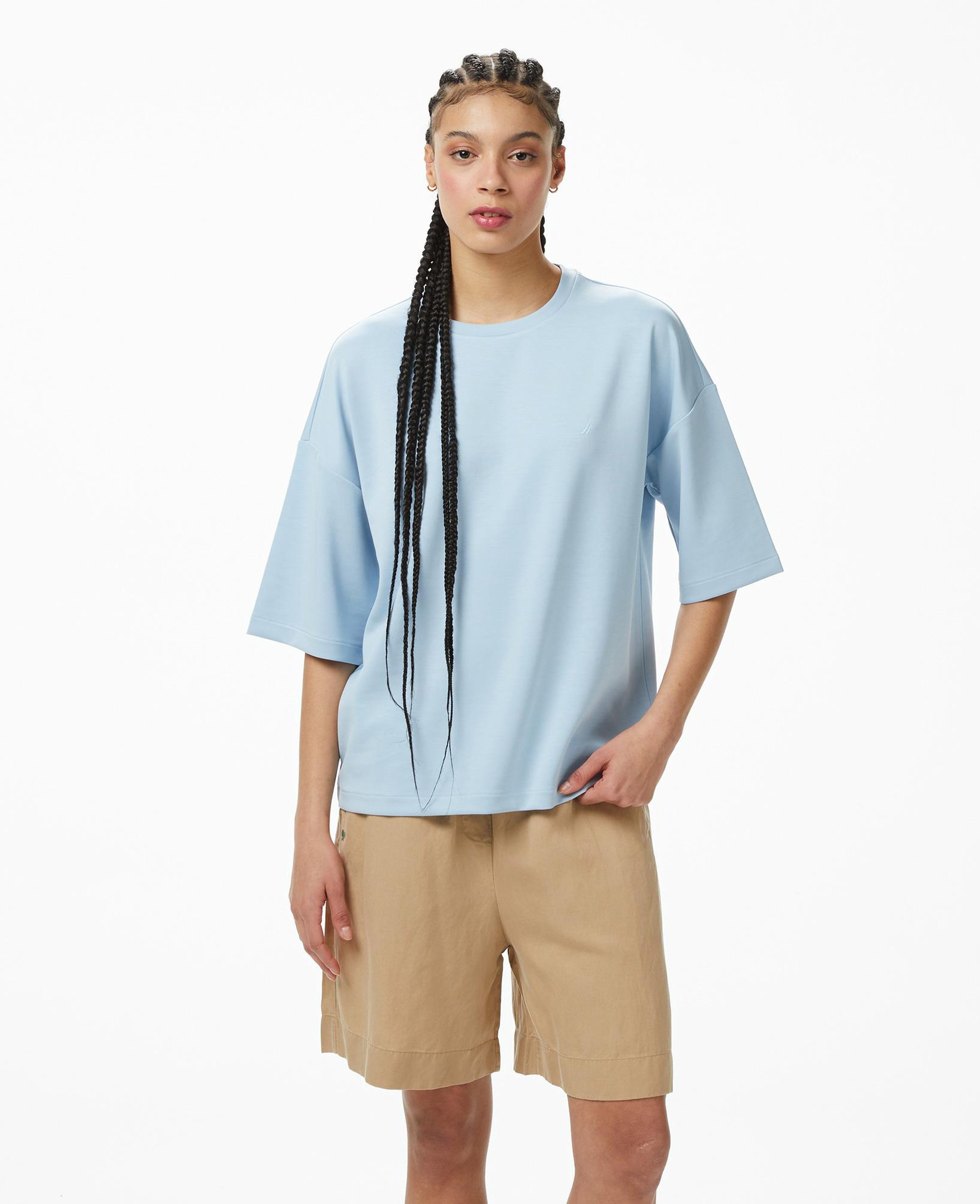 Nautica Kadın Mavi Oversize Fit Kısa Kollu T-Shirt