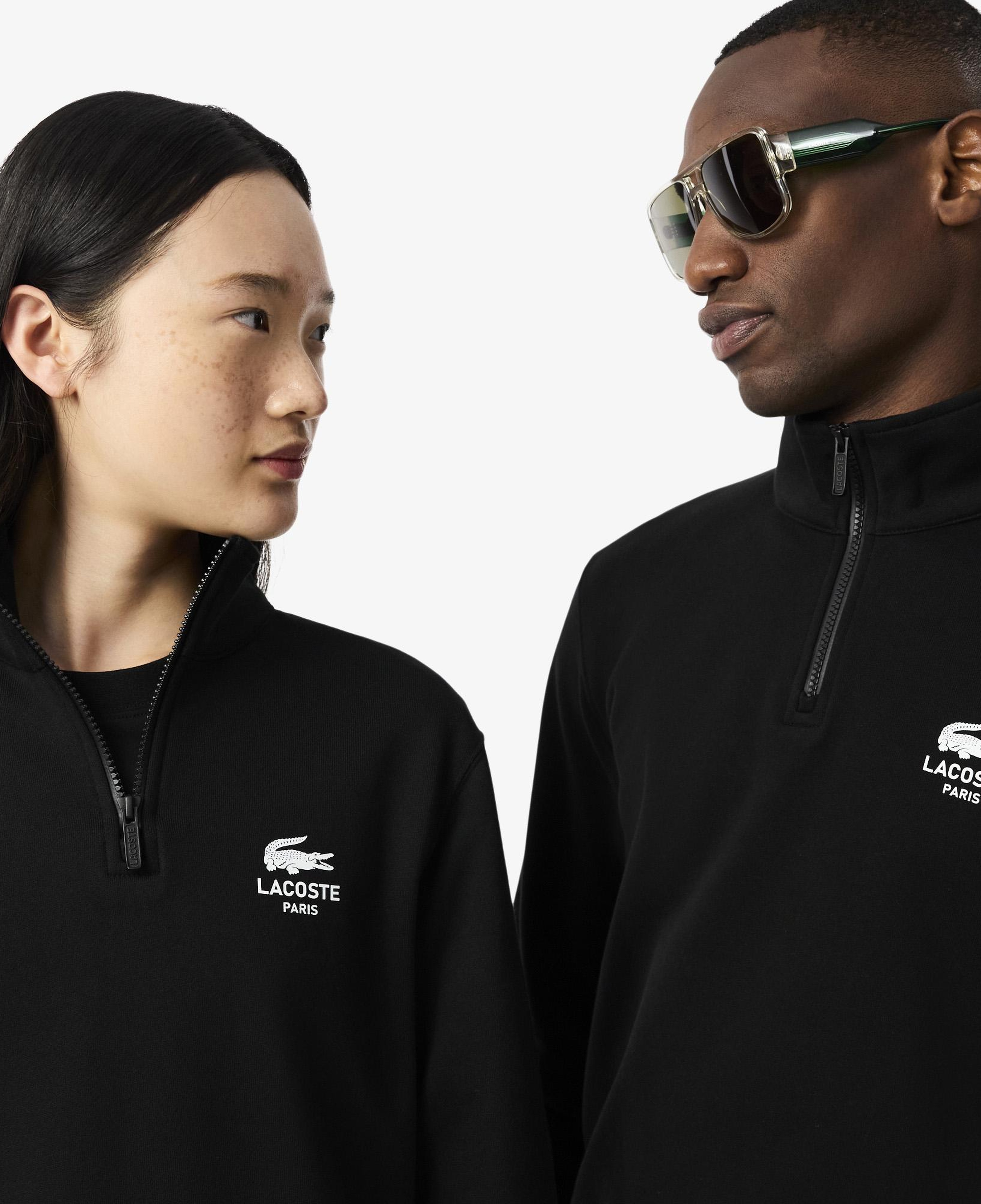 Lacoste High Neck Zip-Up Print Unisex Siyah Sweatshirt
