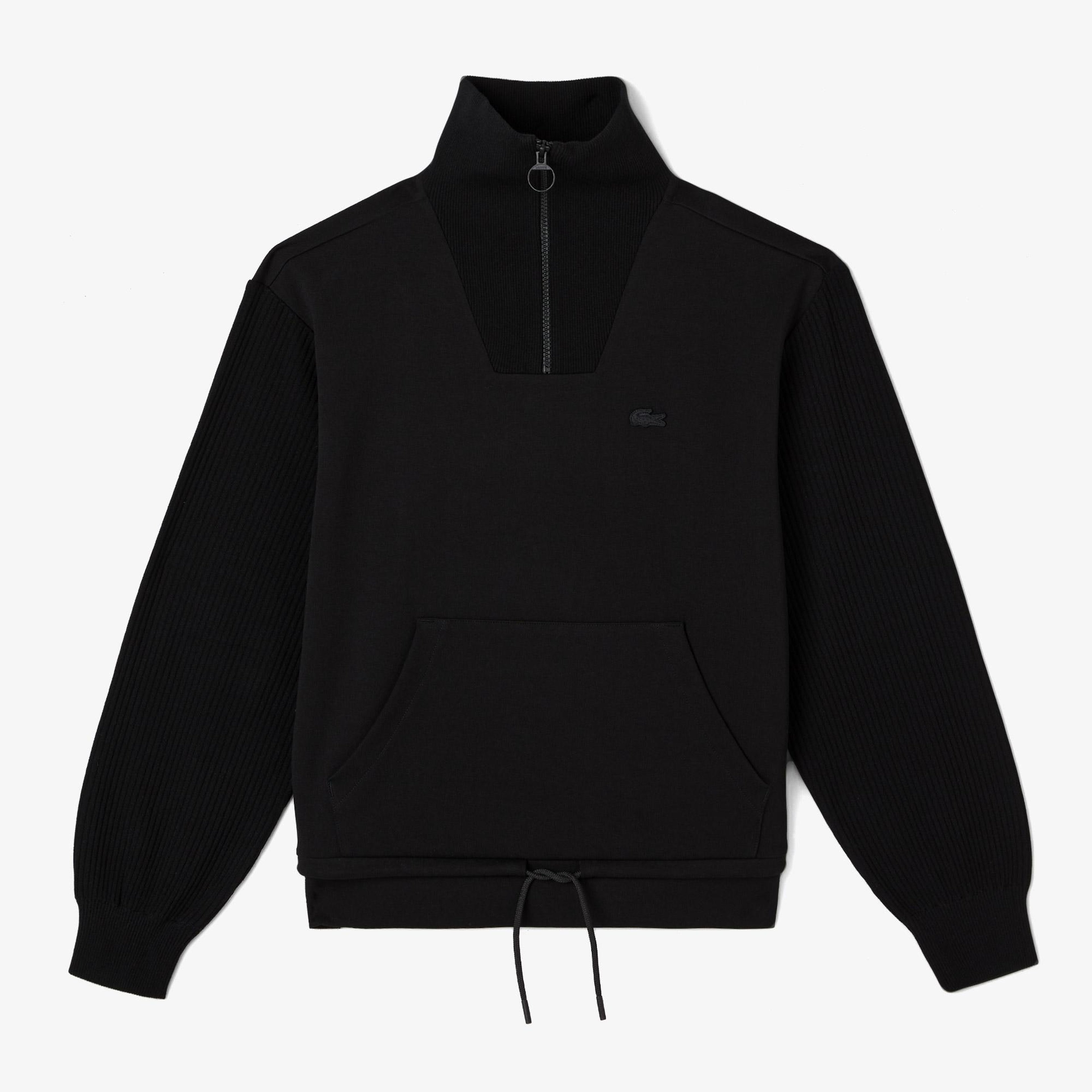 Lacoste Kadın Relaxed Fit Yarım Fermuarlı Siyah Sweatshirt