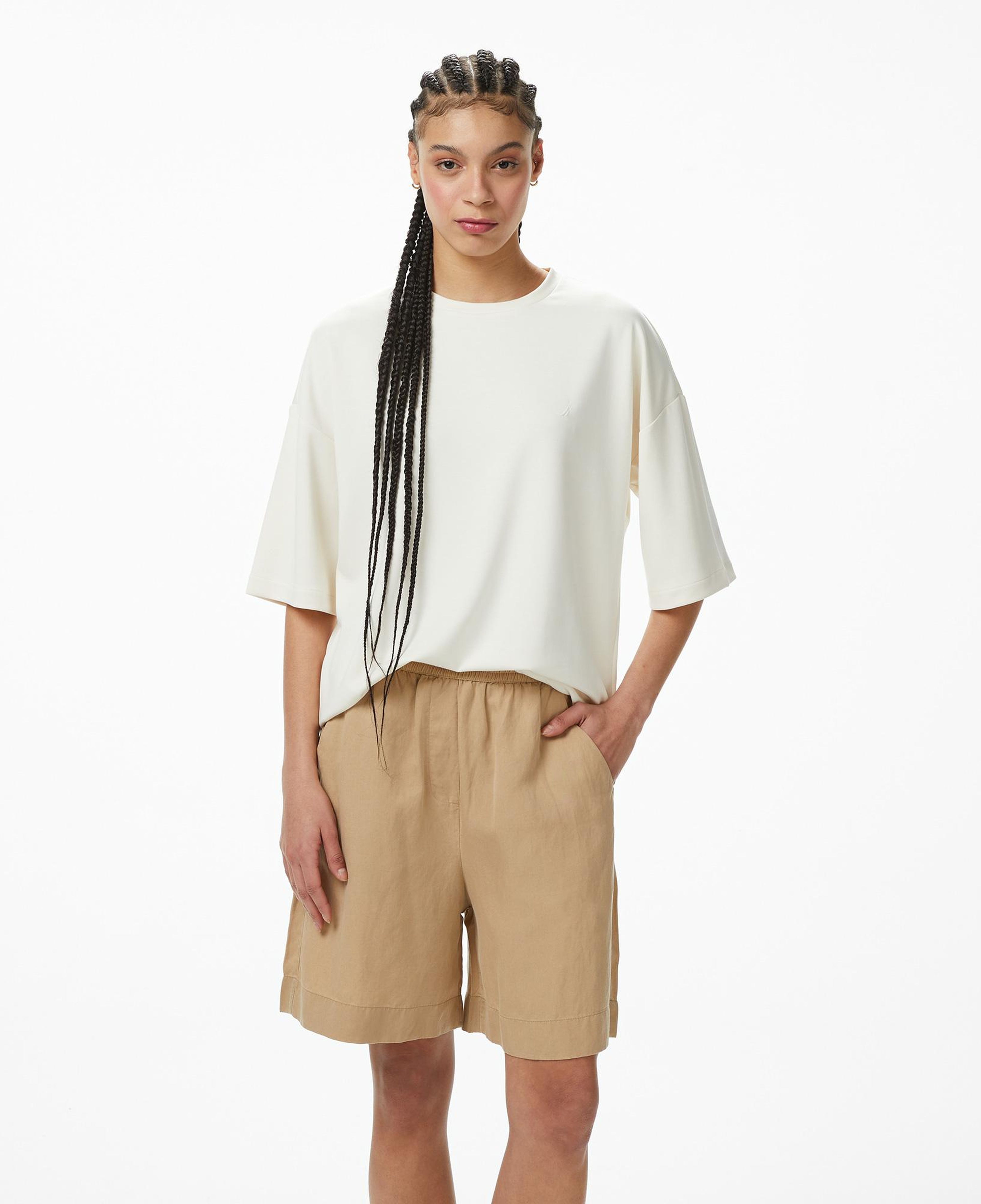 Nautica Kadın Krem Oversize Fit T-Shirt