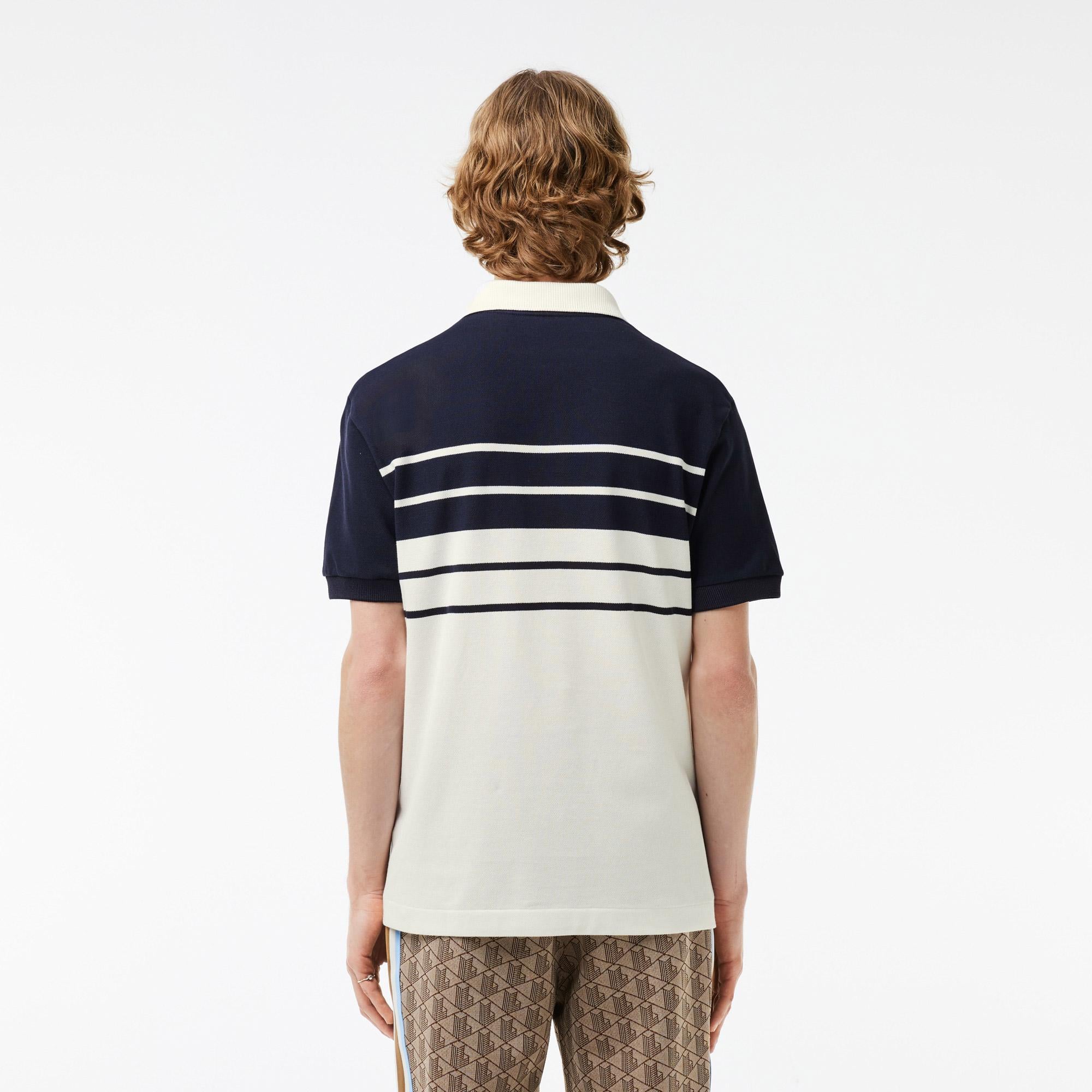 L.12.12 Erkek Classic Fit Renk Bloklu Beyaz Polo