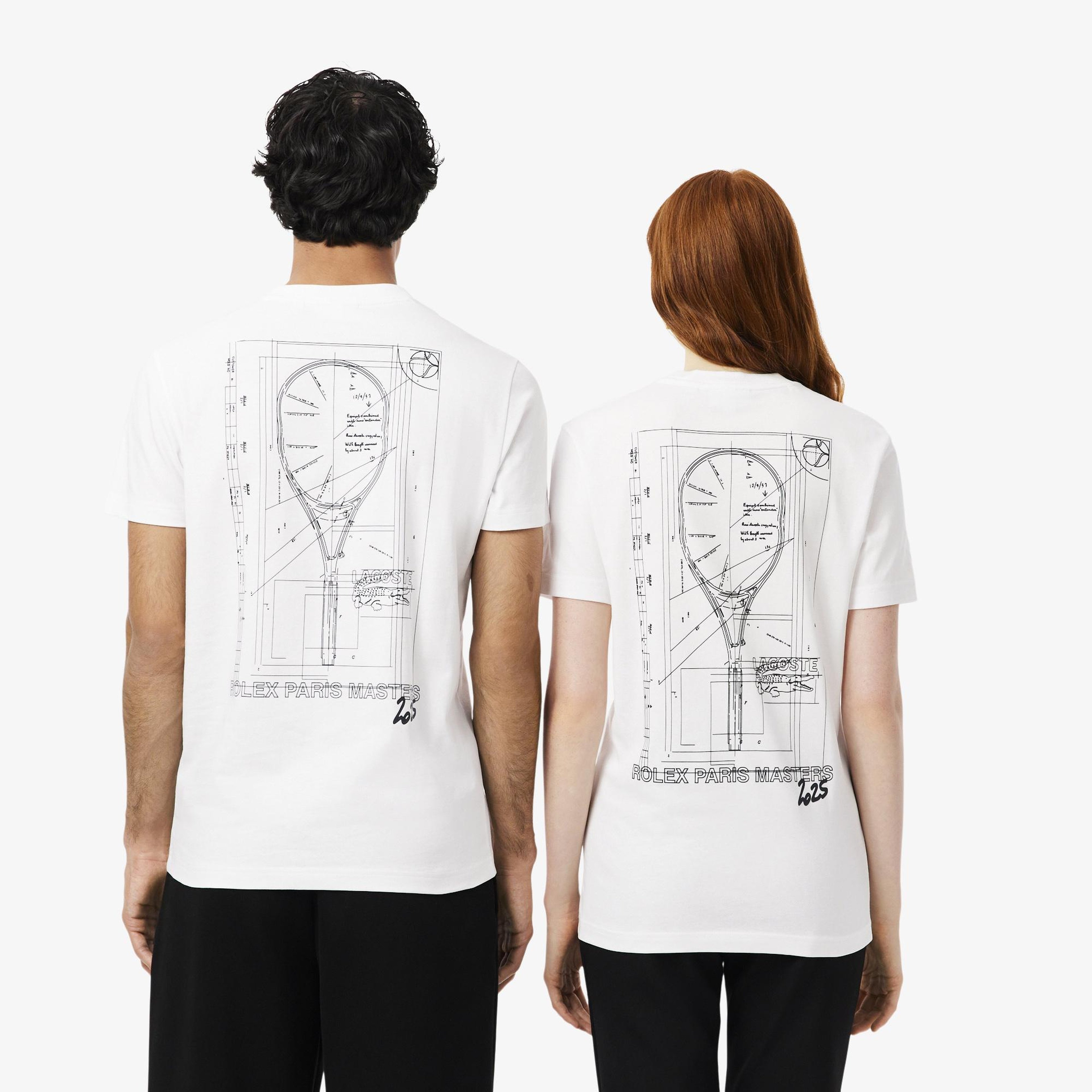 Lacoste x Rolex Paris Unisex Regular Fit Bisiklet Yaka Beyaz T-Shirt