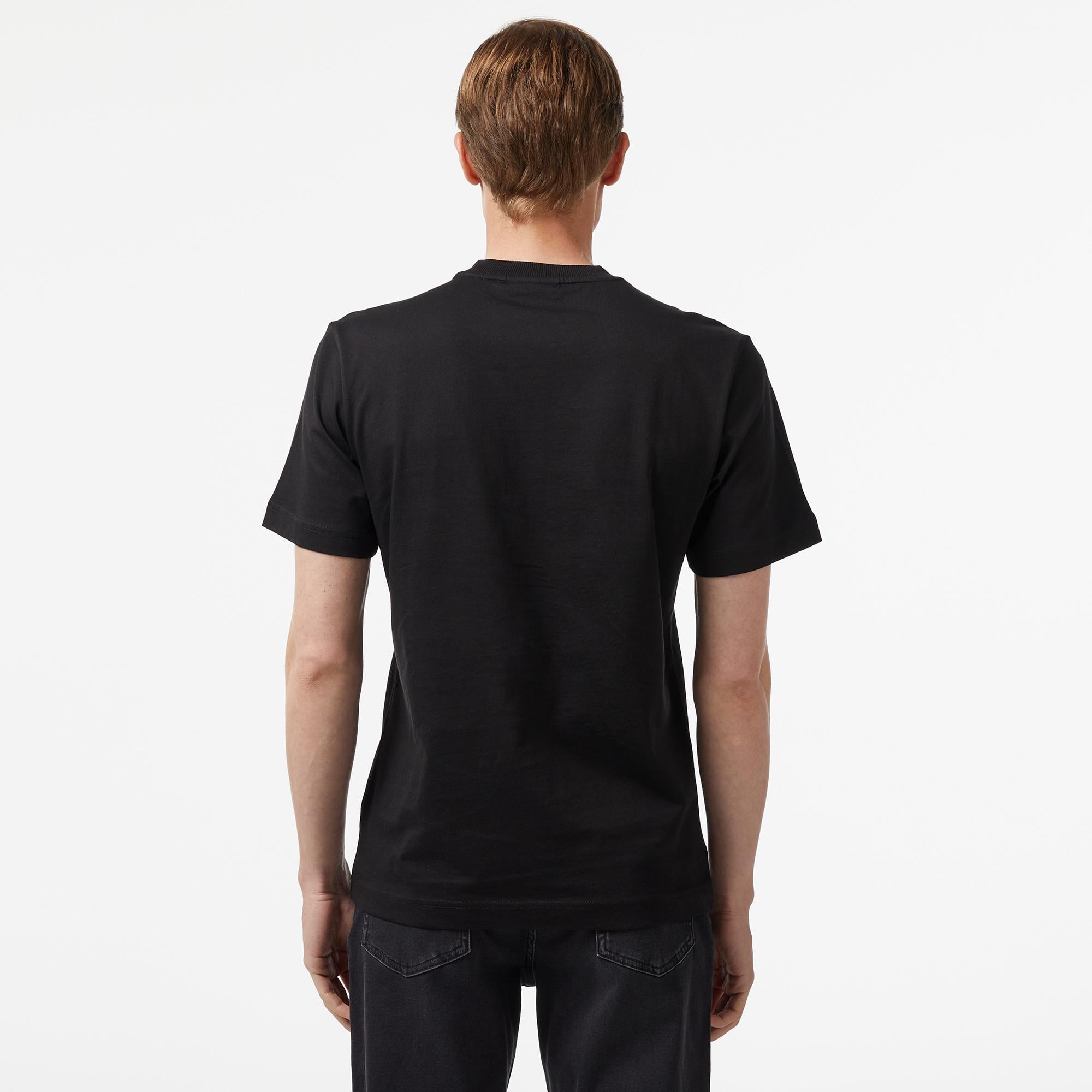 Erkek Regular Fit Bisiklet Yaka Baskılı Siyah Modal Karışımlı T-Shirt