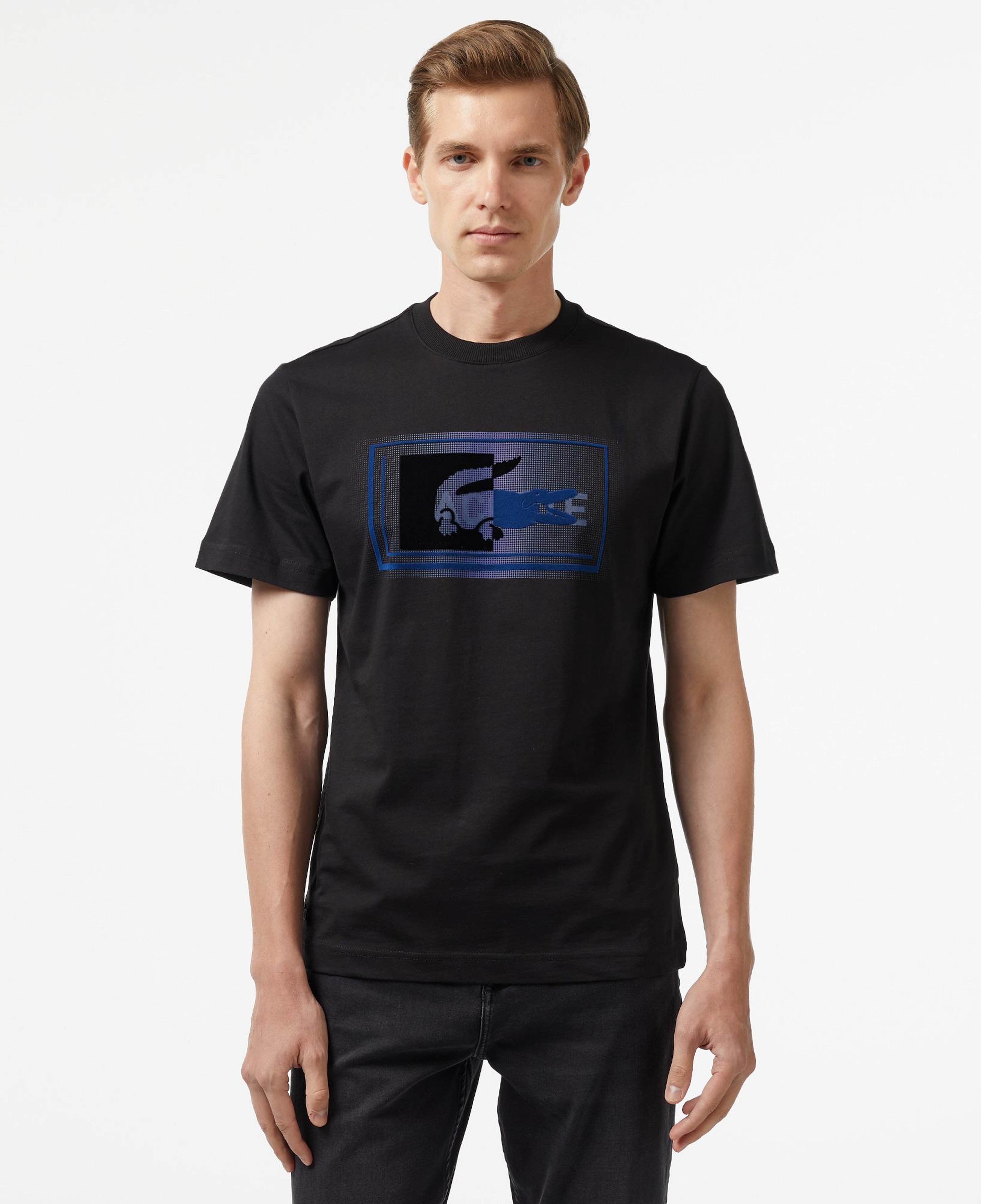Erkek Regular Fit Bisiklet Yaka Baskılı Siyah Modal Karışımlı T-Shirt