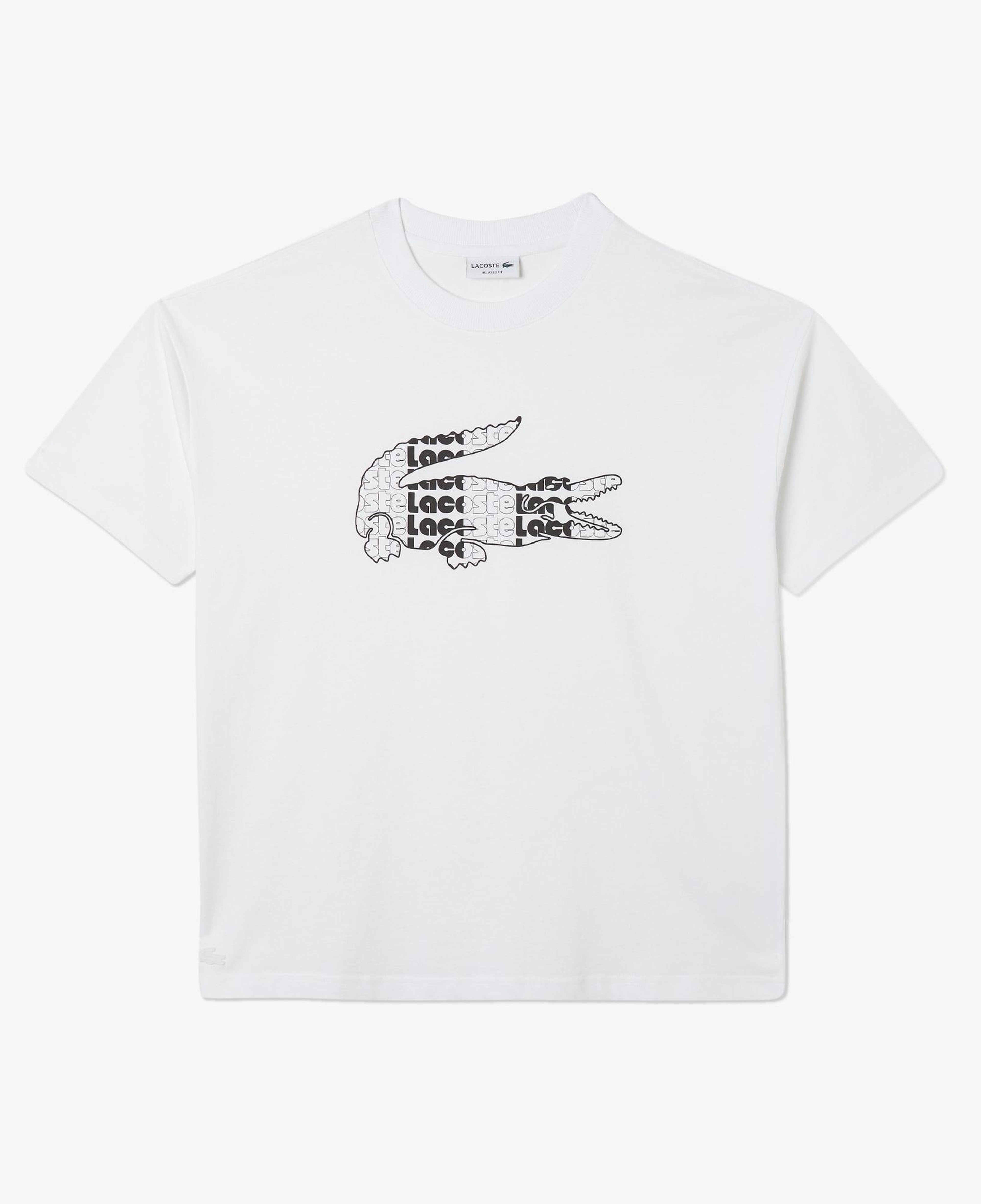 Erkek Relaxed Fit Bisiklet Yaka Baskılı Beyaz T-Shirt