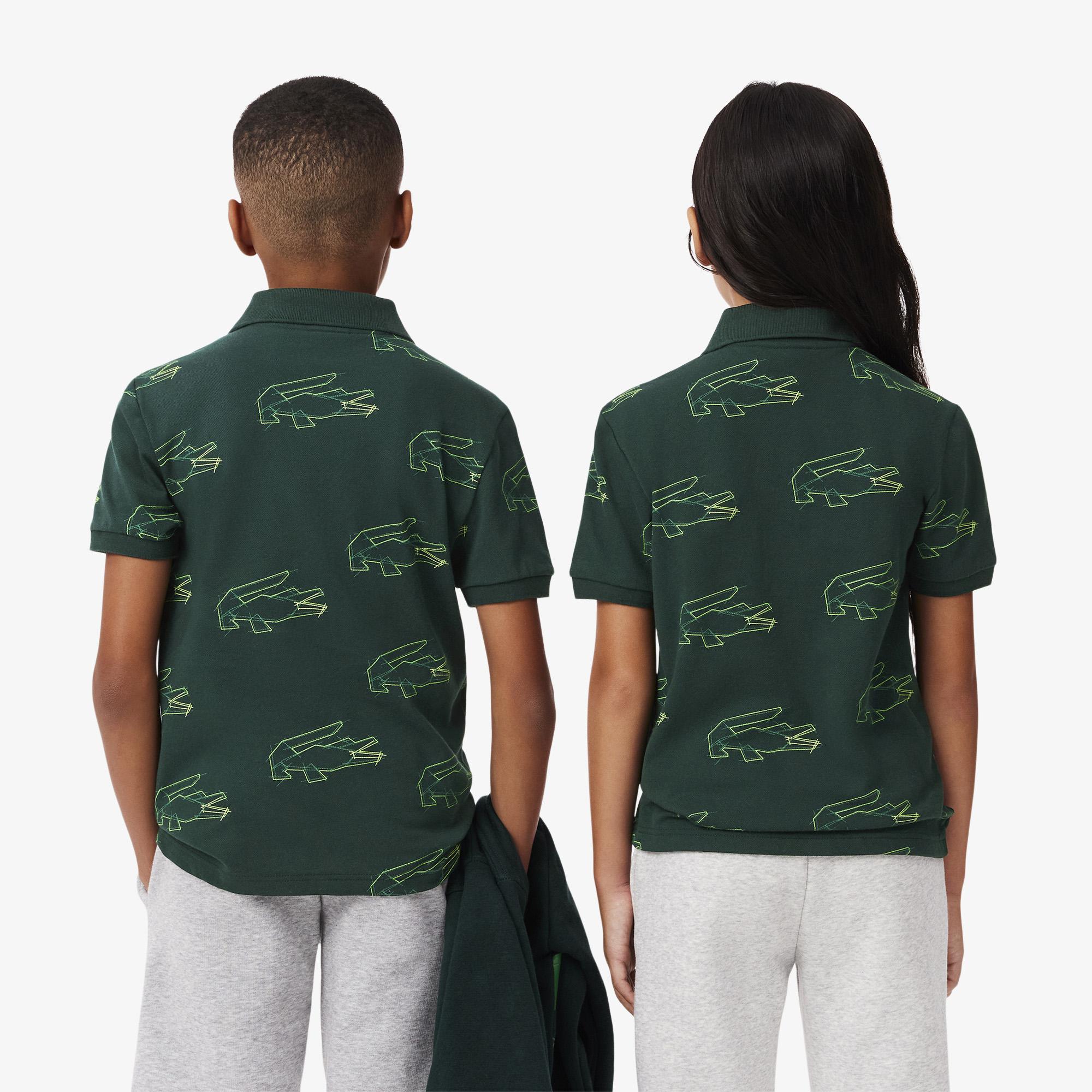Lacoste Çocuk Baskılı Koyu Yeşil Polo