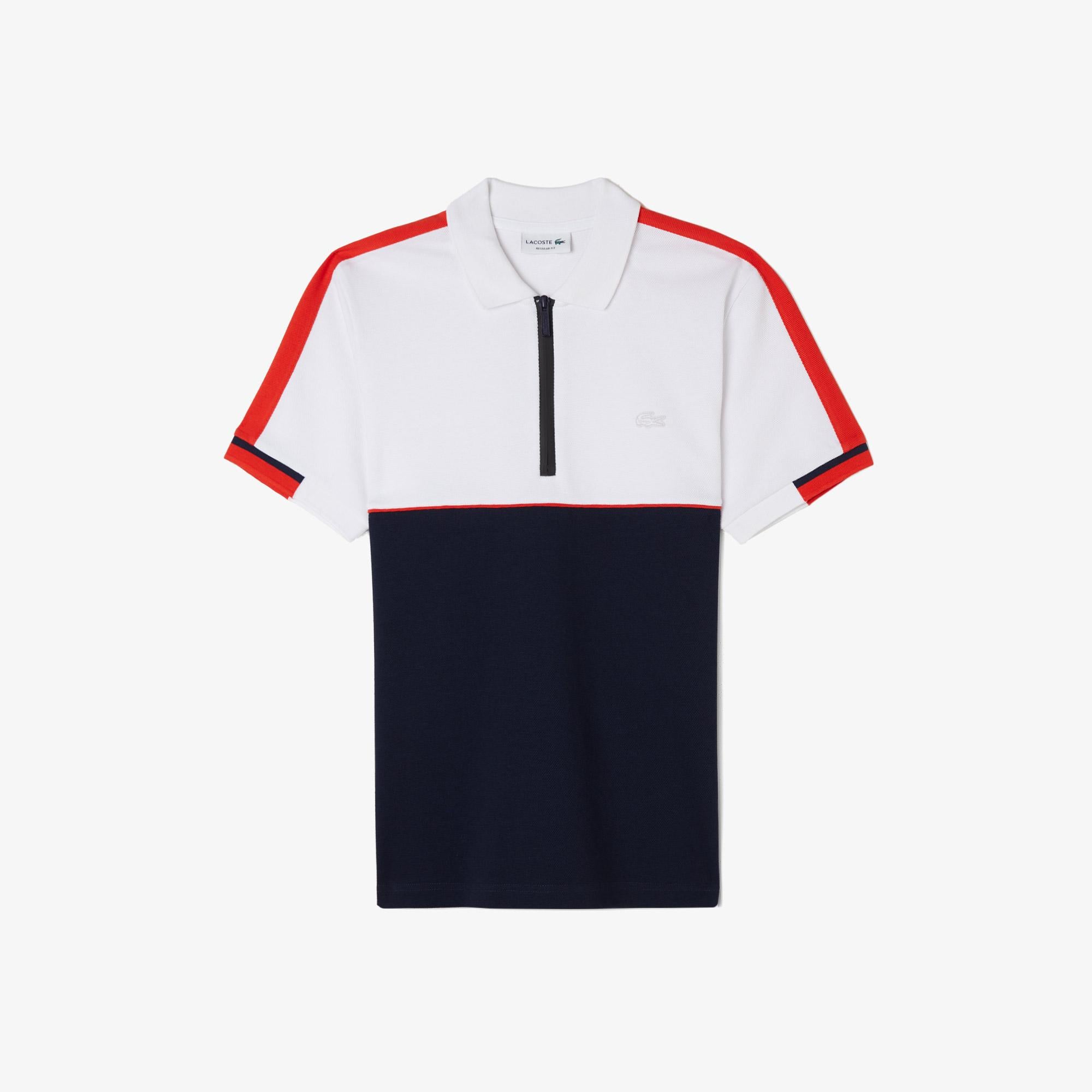 Erkek Regular Fit Renk Bloklu Beyaz Polo