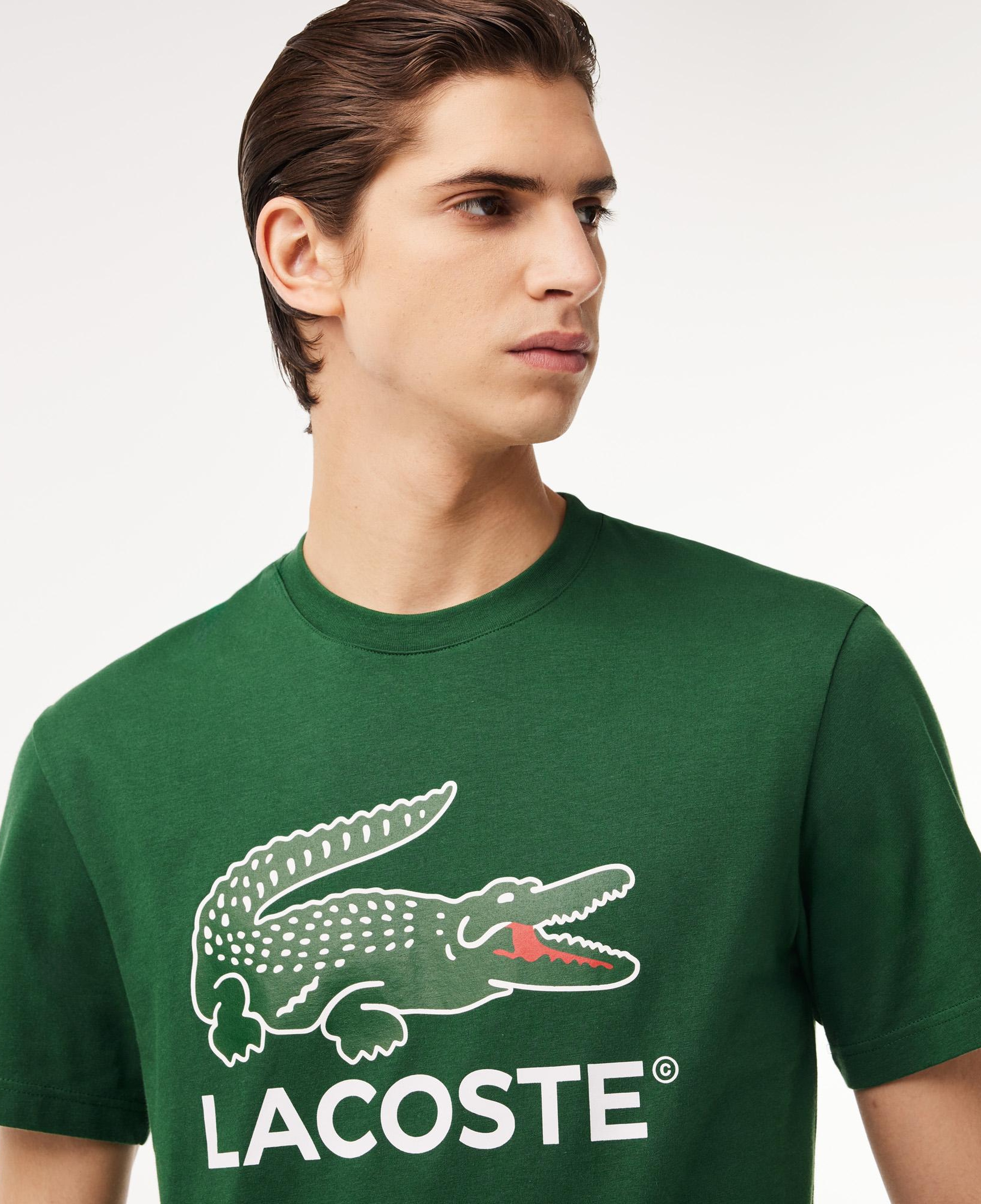 Erkek Regular Fit Bisiklet Yaka Baskılı Yeşil T-Shirt