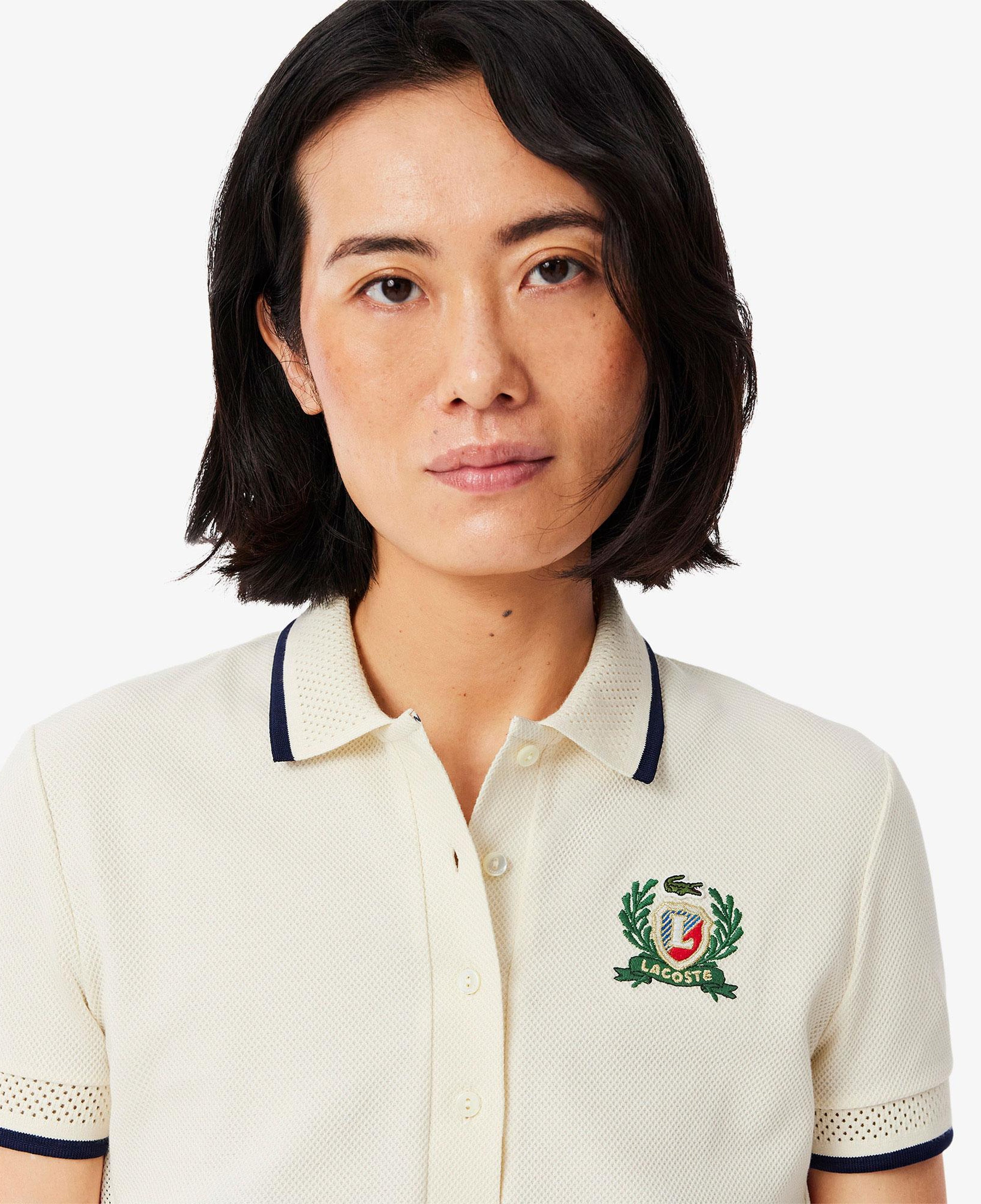 Lacoste Kadın Slim Fit Renk Bloklu Bej Polo