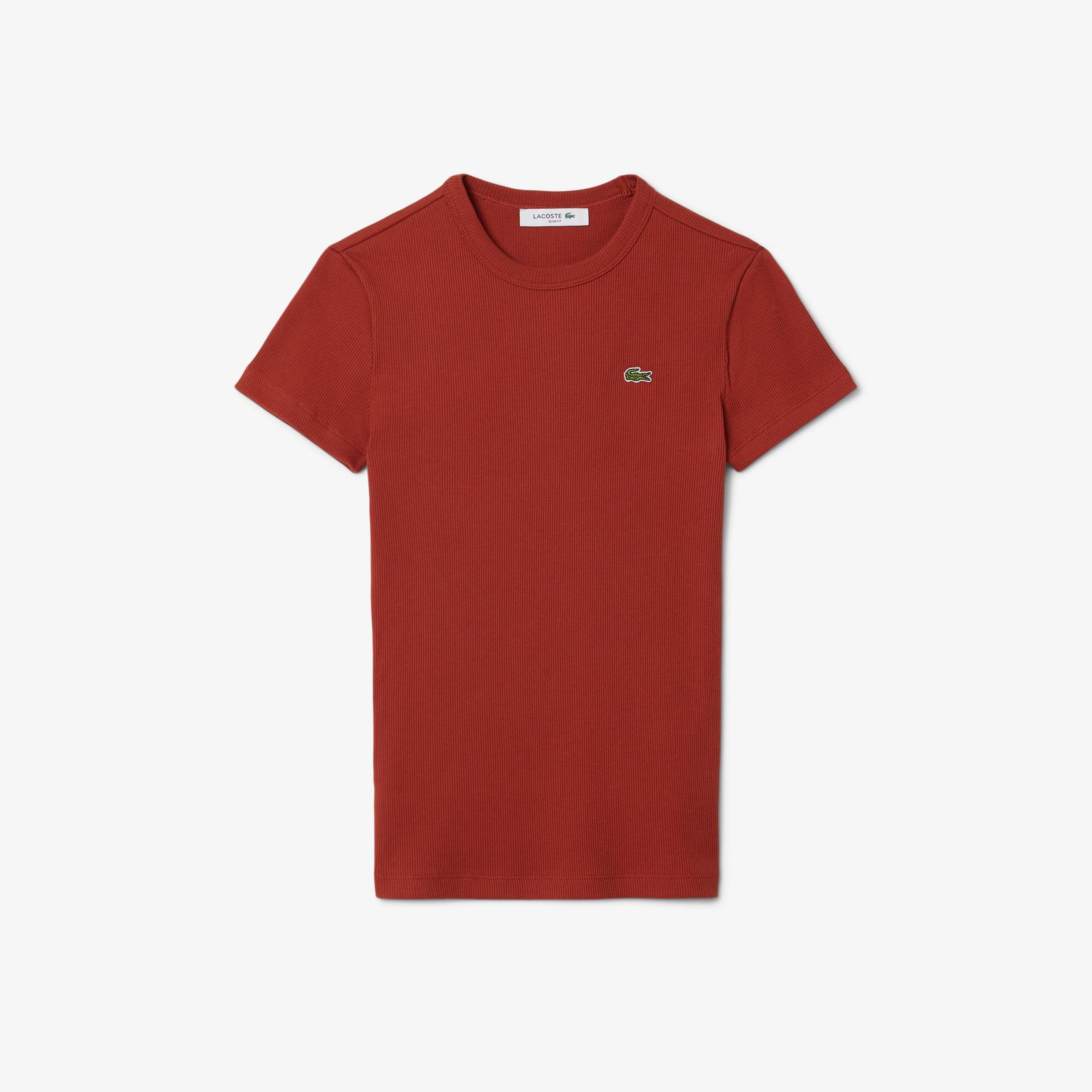 Kadın Slim Fit Bisiklet Yaka Kırmızı T-Shirt
