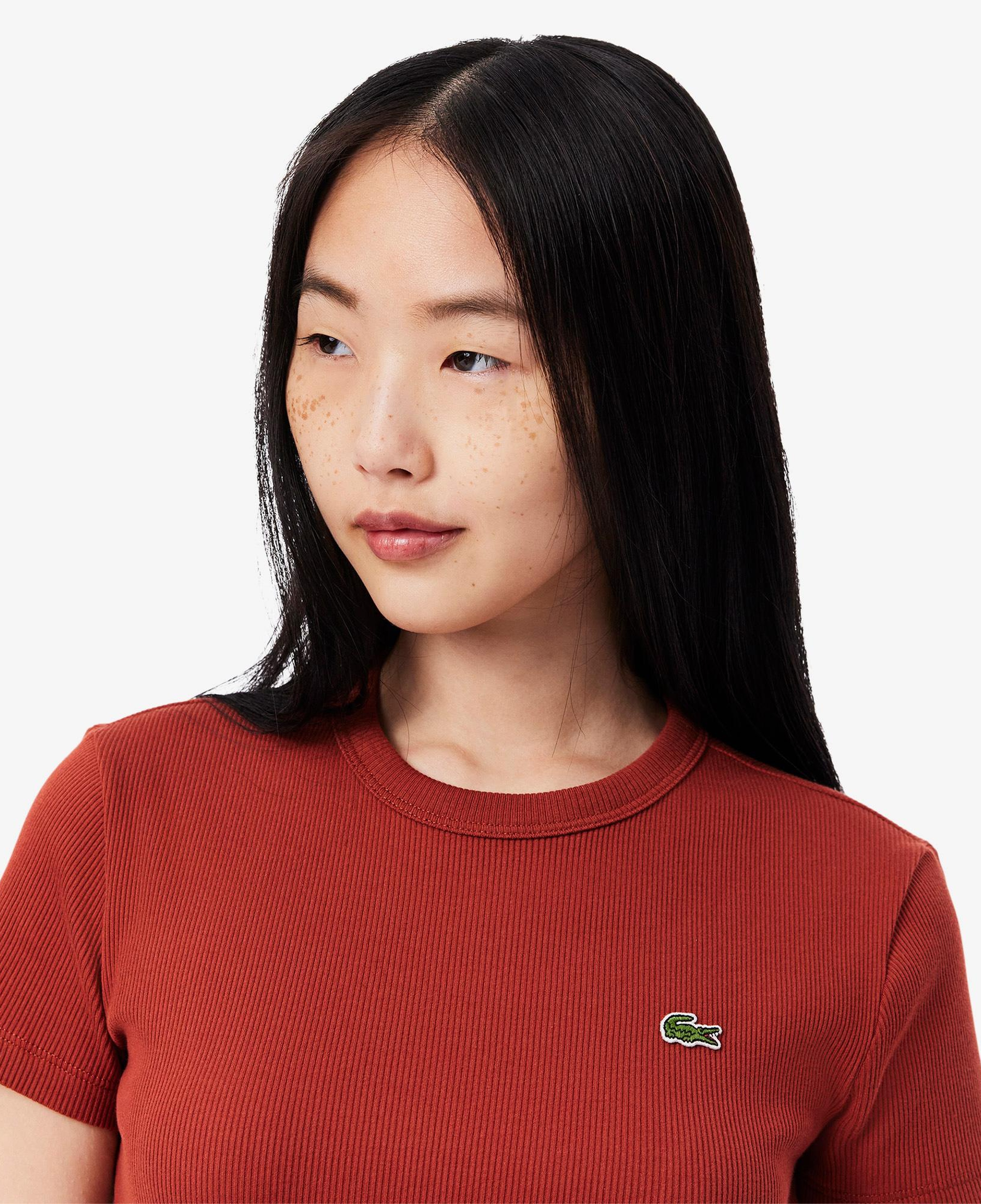 Kadın Slim Fit Bisiklet Yaka Kırmızı T-Shirt
