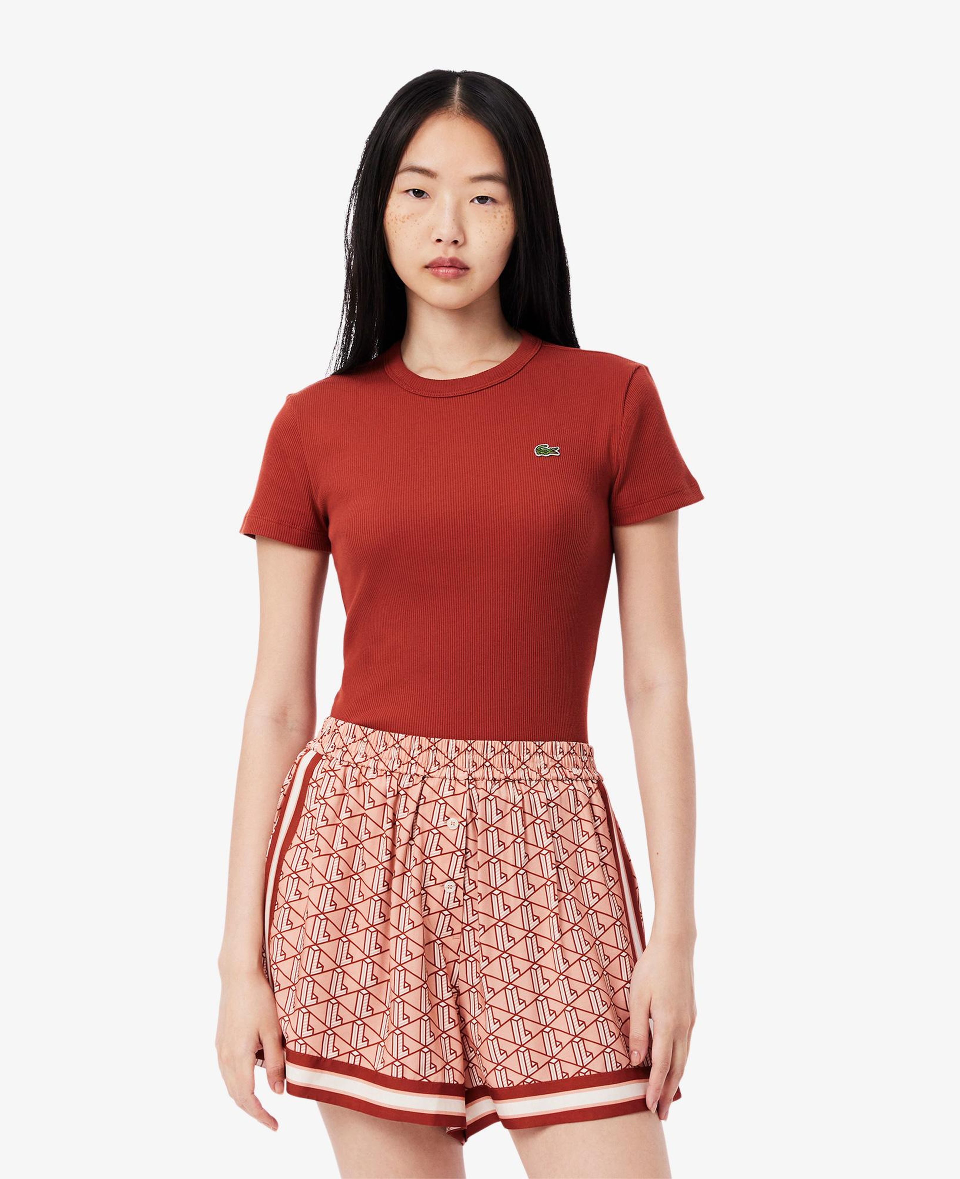 Kadın Slim Fit Bisiklet Yaka Kırmızı T-Shirt