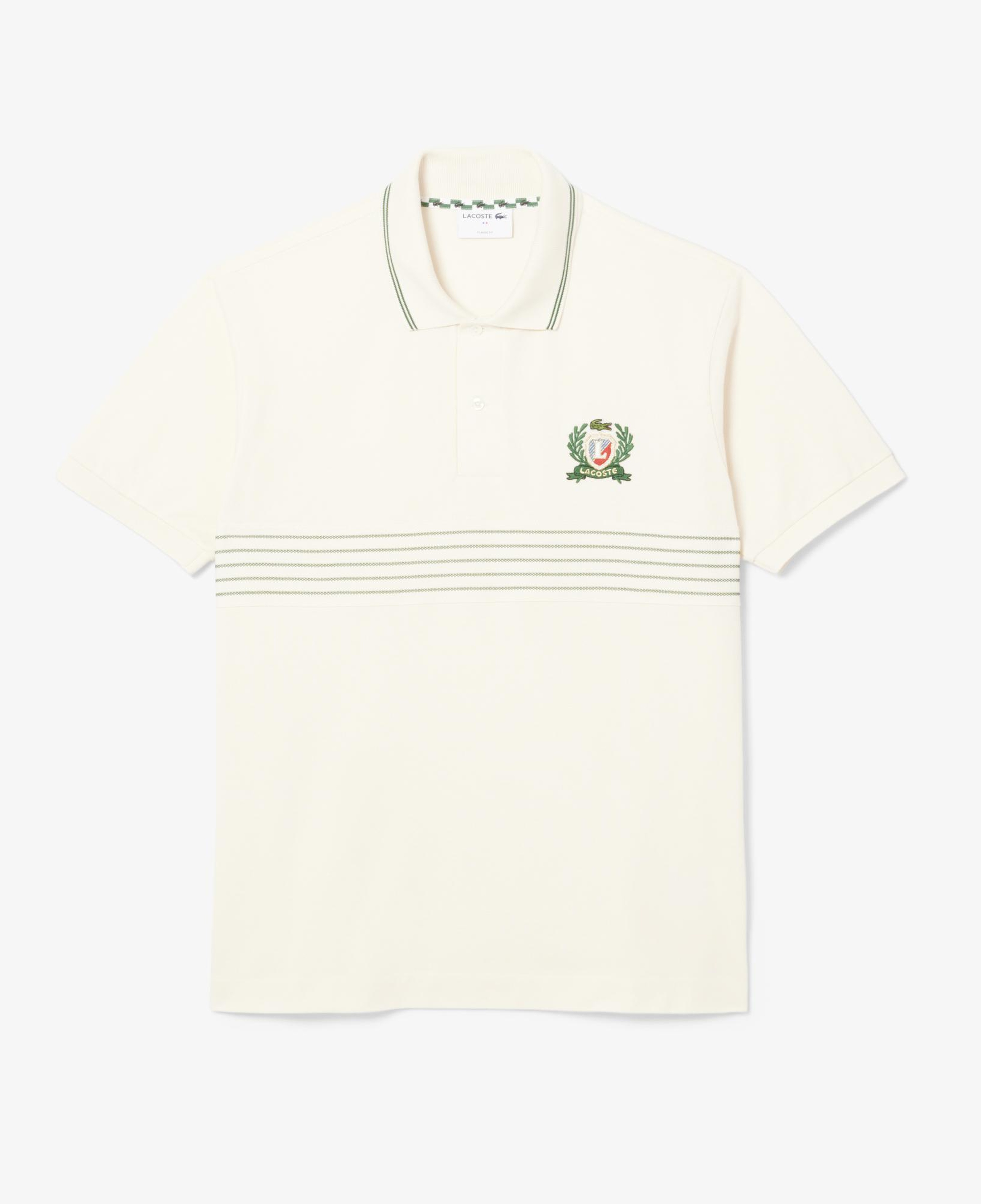Erkek Classic Fit Çizgili Krem Polo