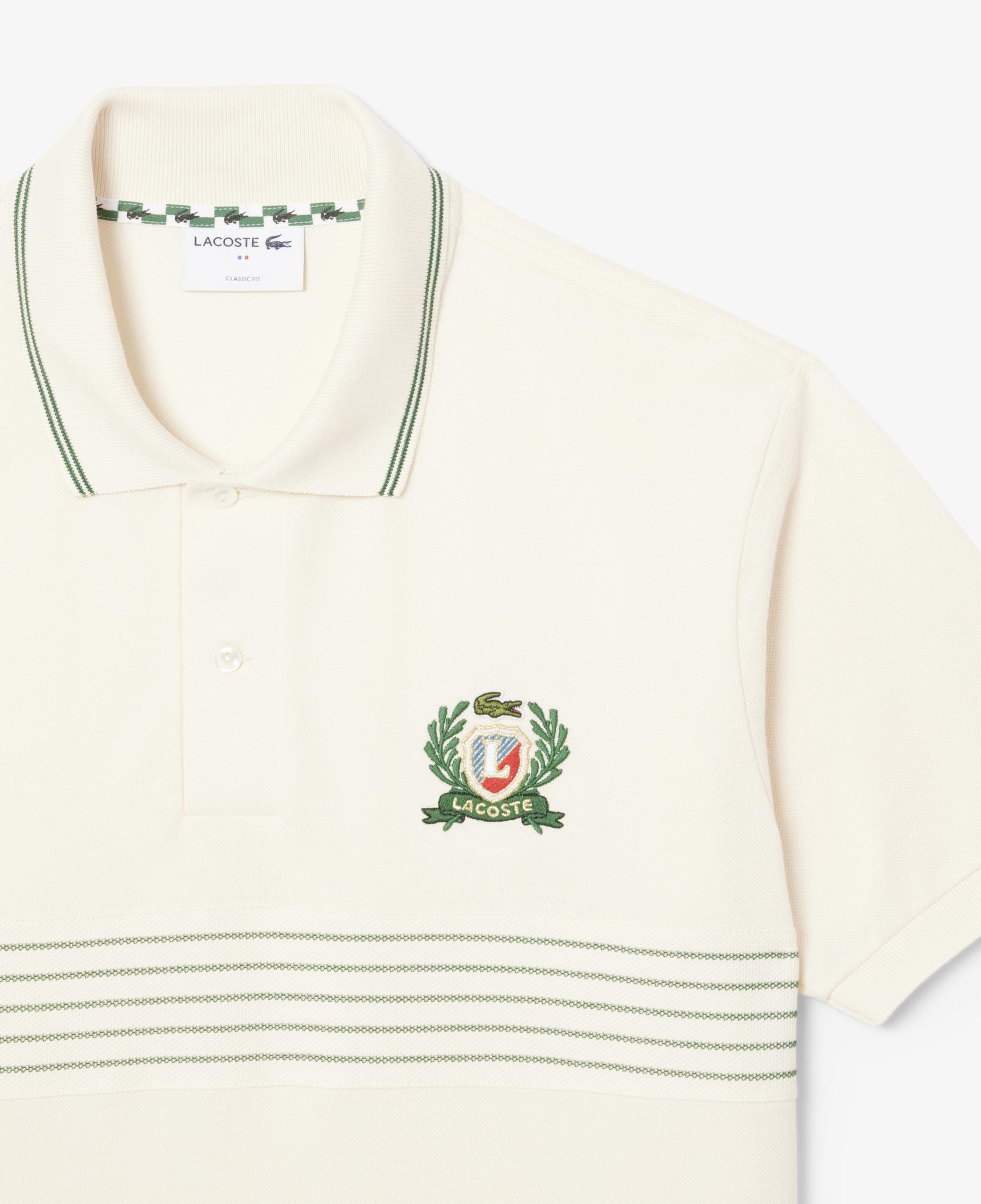 Erkek Classic Fit Çizgili Krem Polo