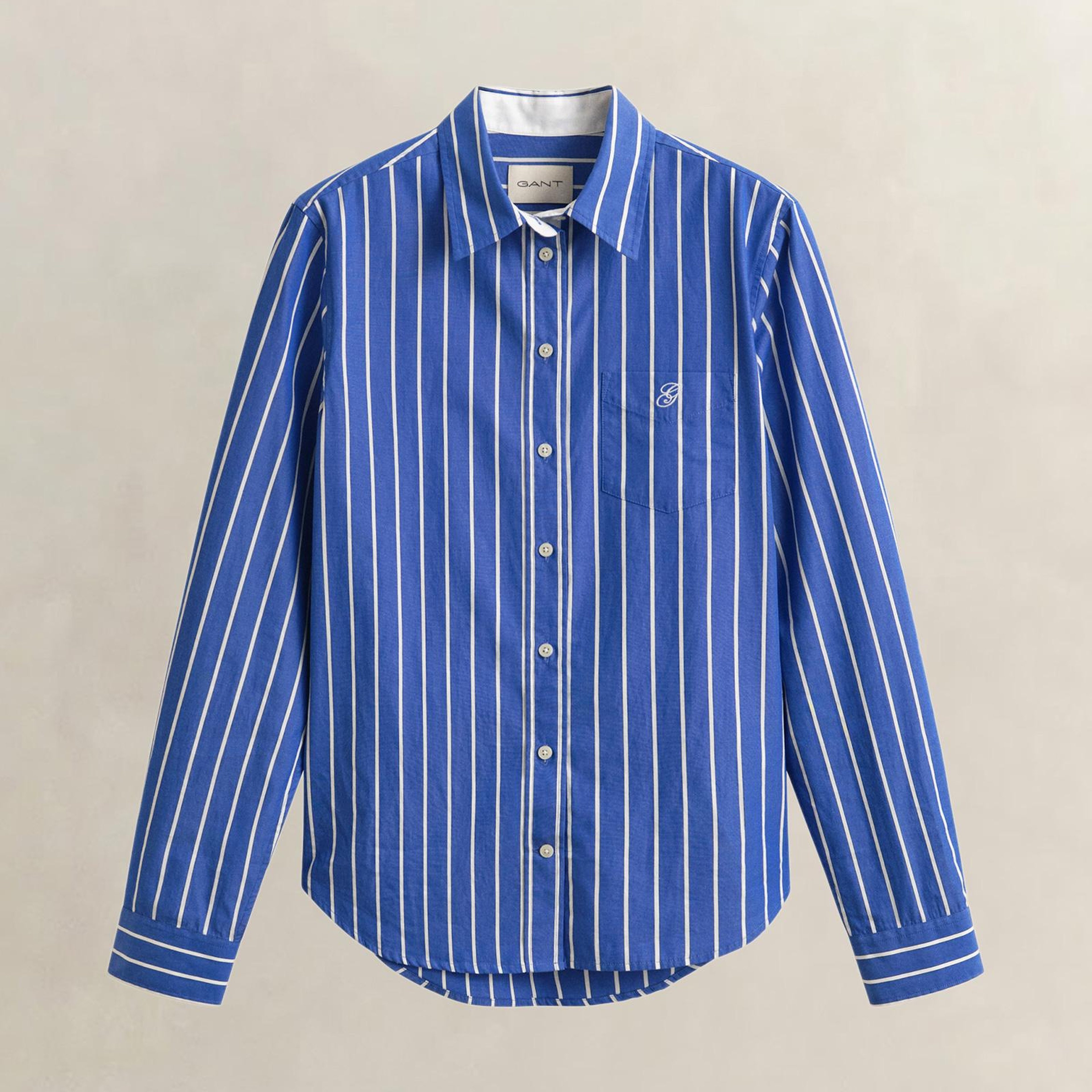 GANT Kadın Mavi Regular Fit Çizgili Gömlek