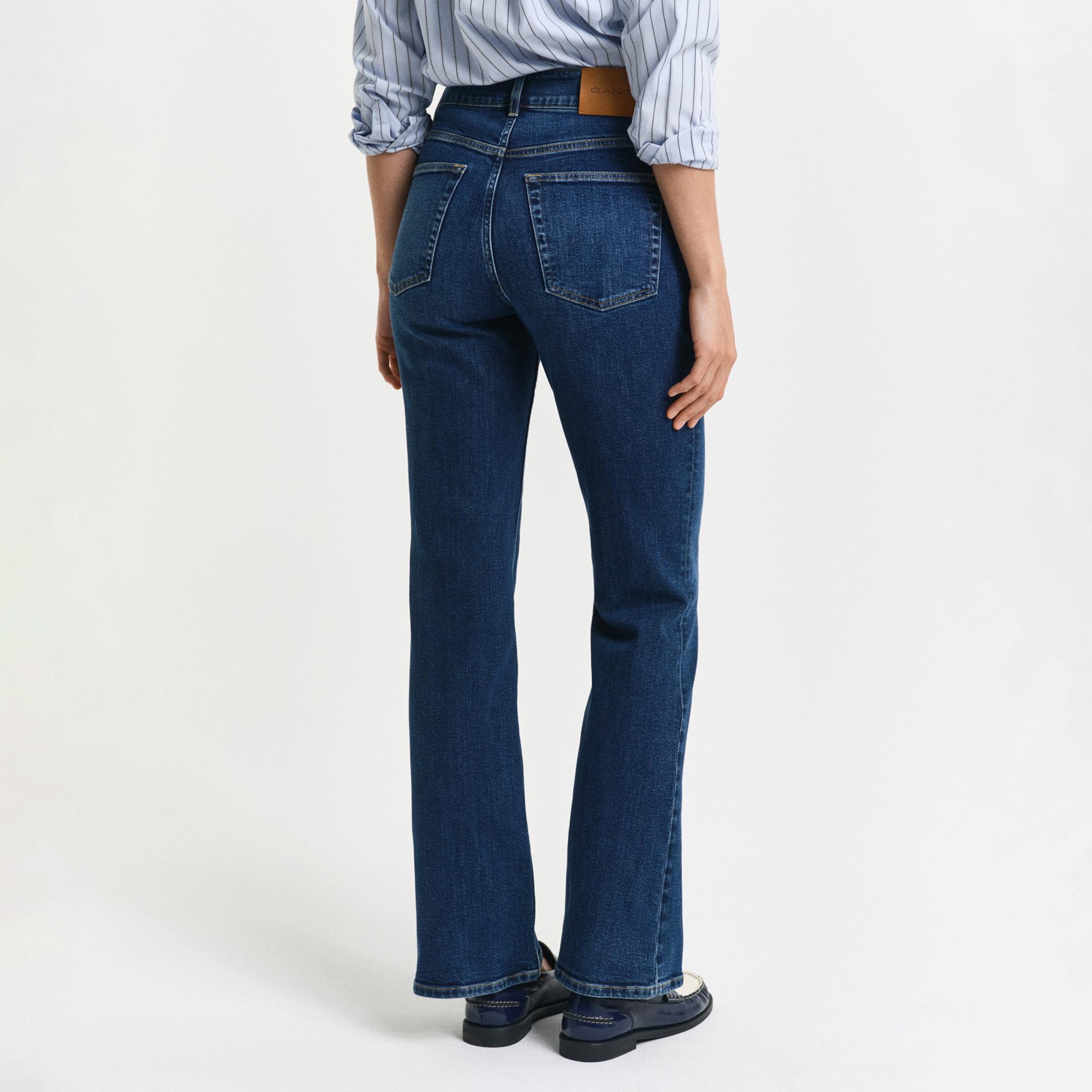 GANT Kadın Lacivert Slim Fit Flare Jean Pantolon