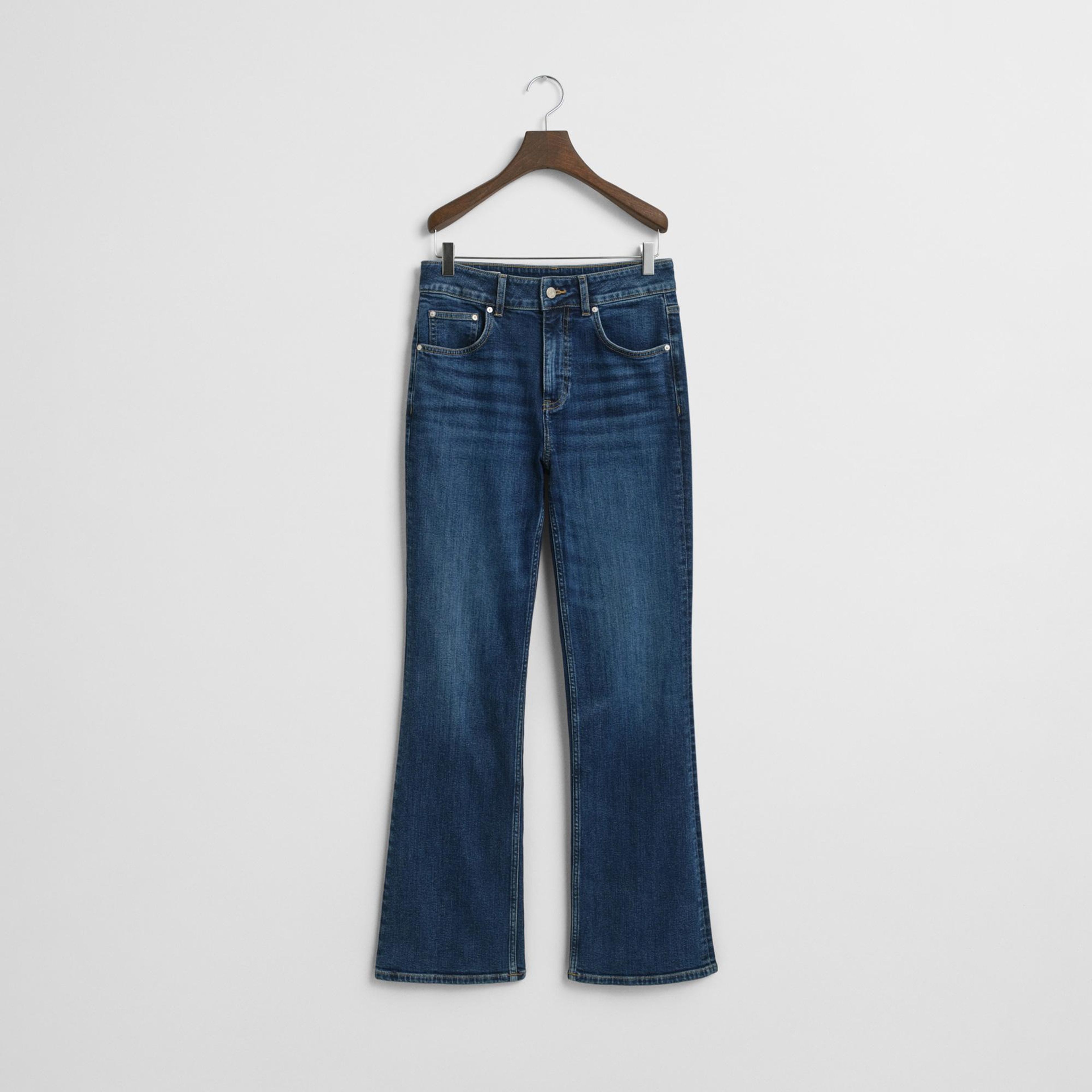 GANT Kadın Lacivert Slim Fit Flare Jean Pantolon