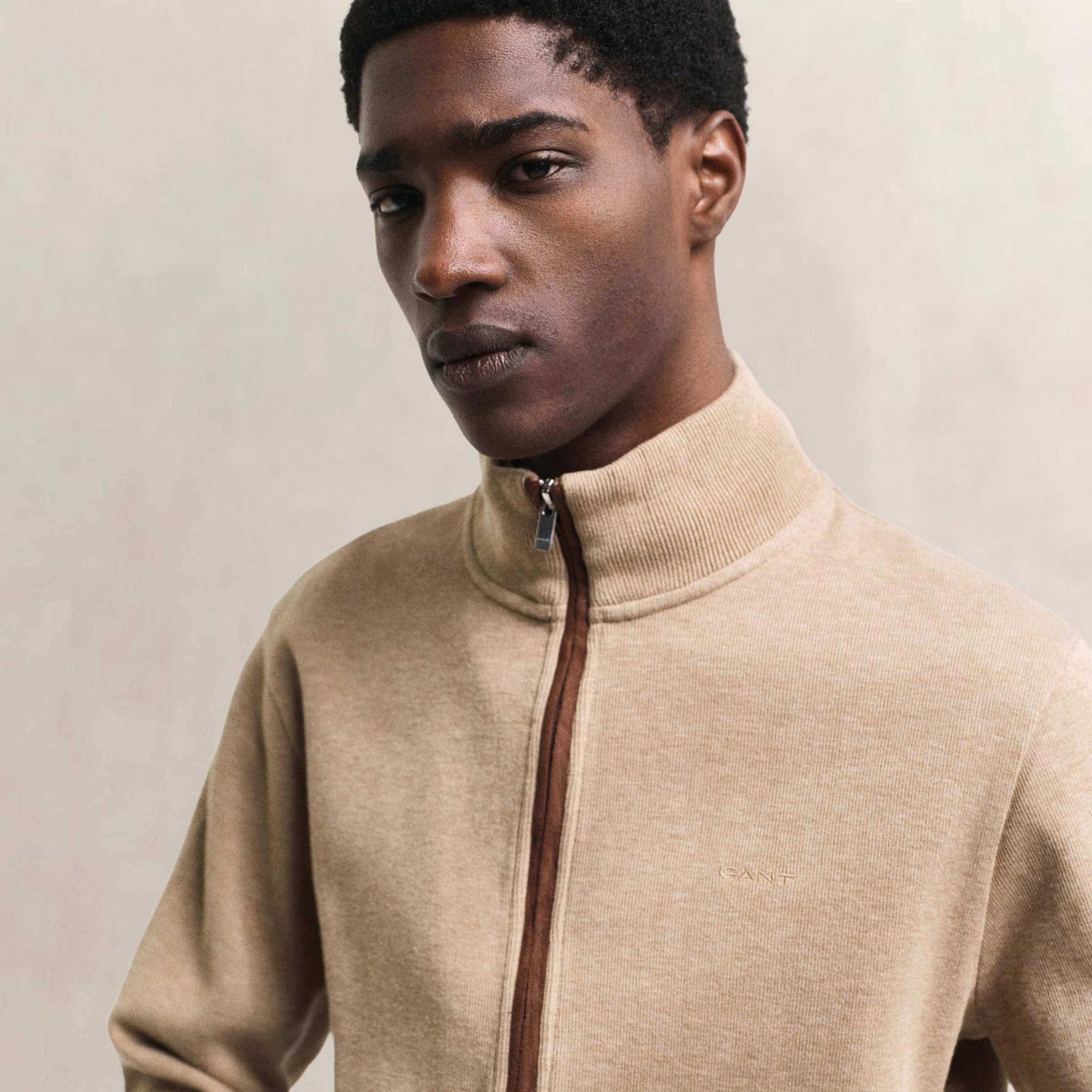 GANT Erkek Bej Regular Fit Fermuarlı Hırka