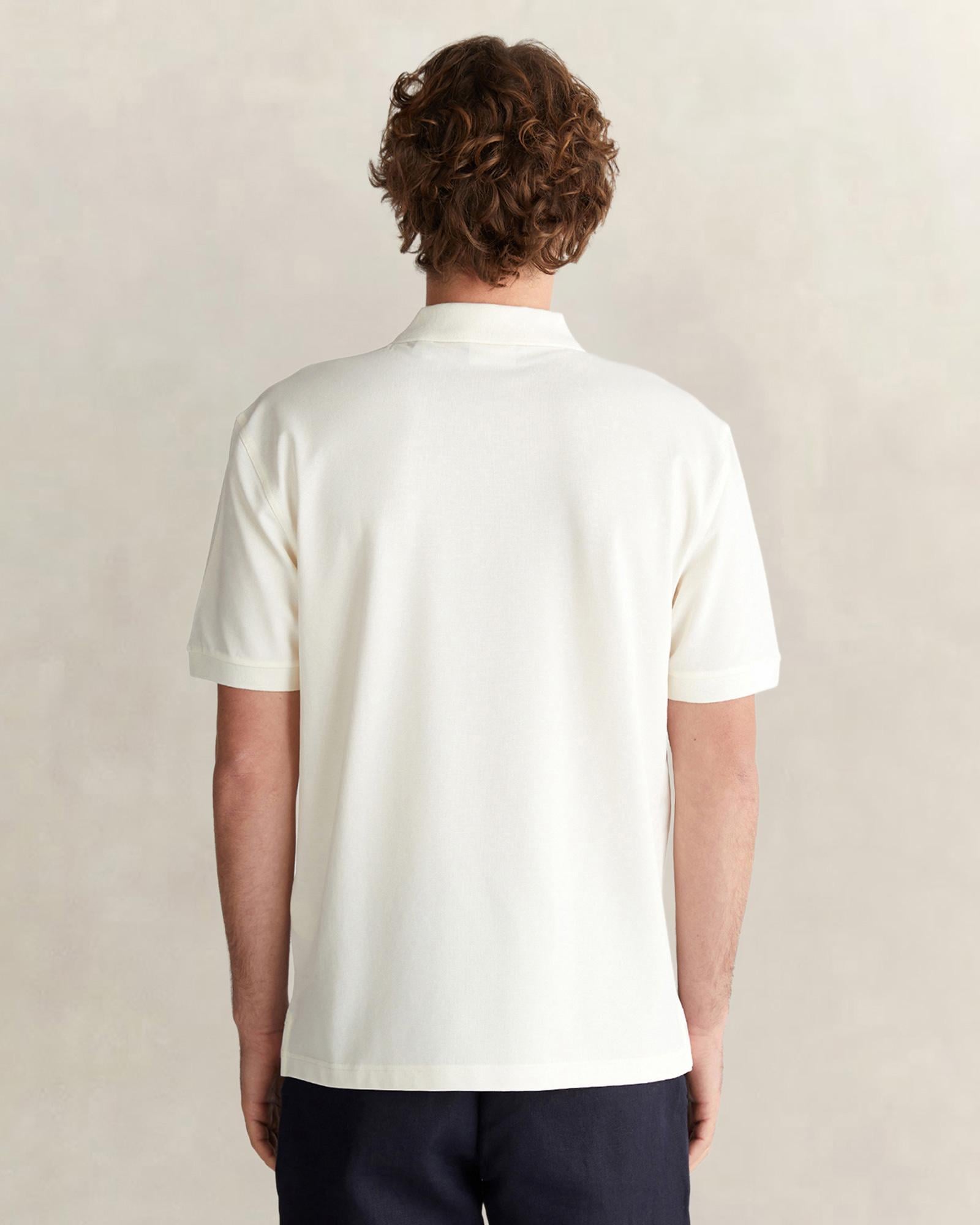 GANT Erkek Beyaz Regular Fit Yarım Fermuarlı Polo Yaka T-Shirt