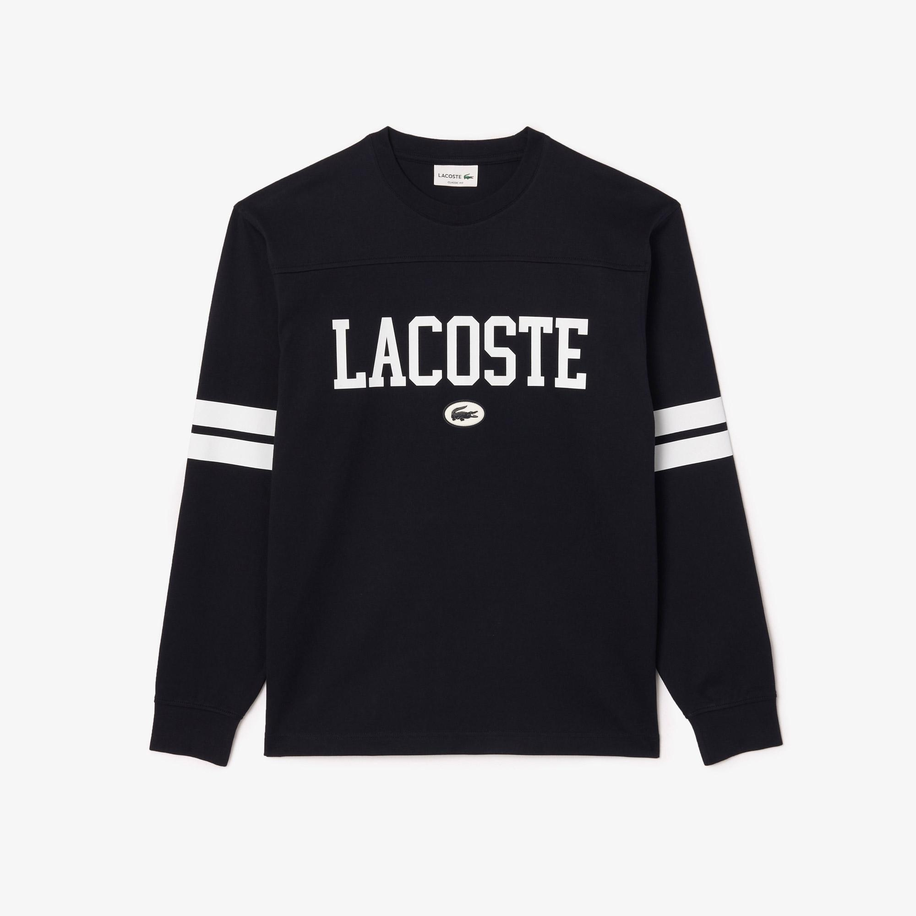 Erkek Classic Fit Uzun Kollu Bisiklet Yaka Baskılı Siyah Sweatshirt