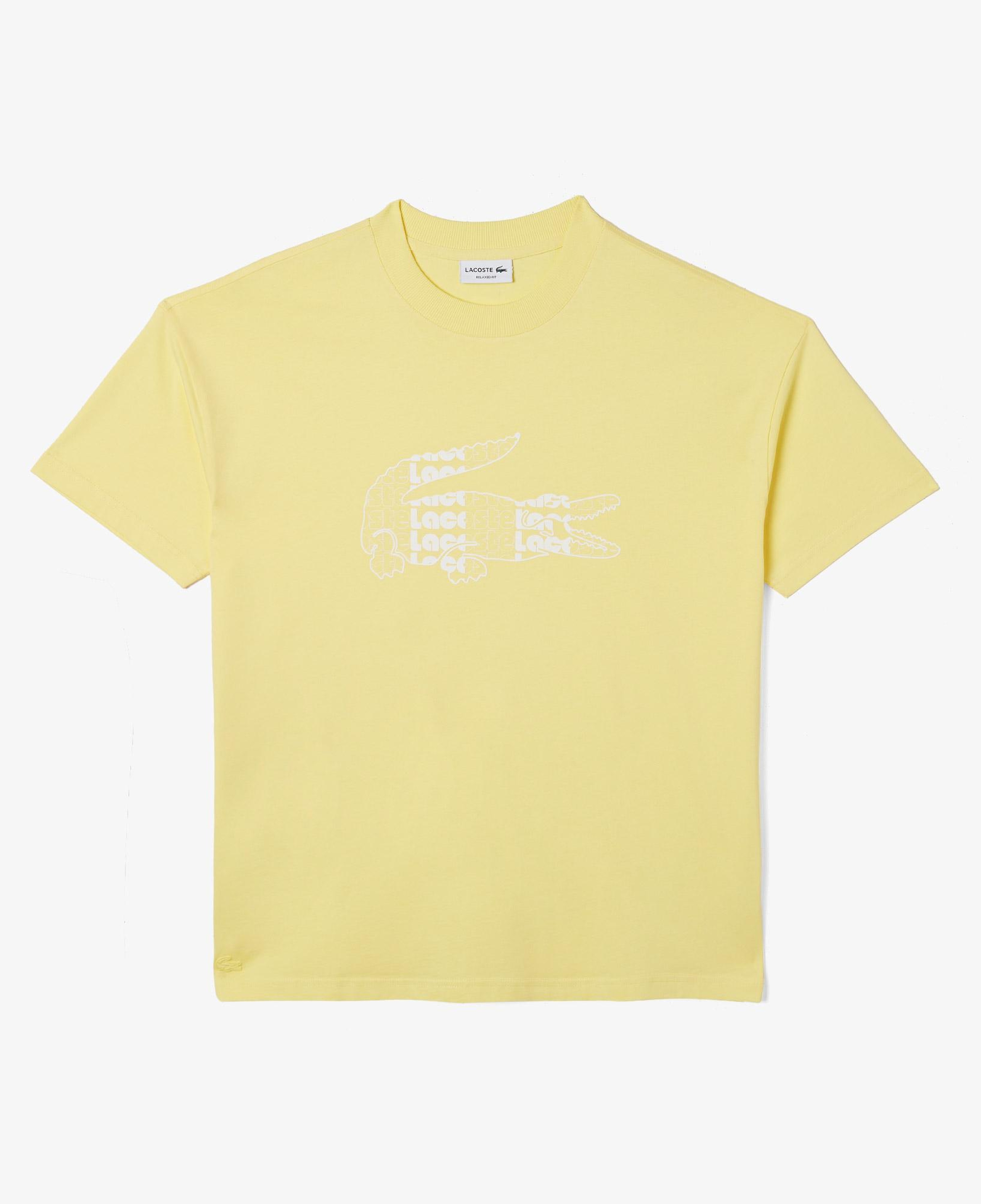 Erkek Oversize Fit Bisiklet Yaka Baskılı Sarı T-Shirt